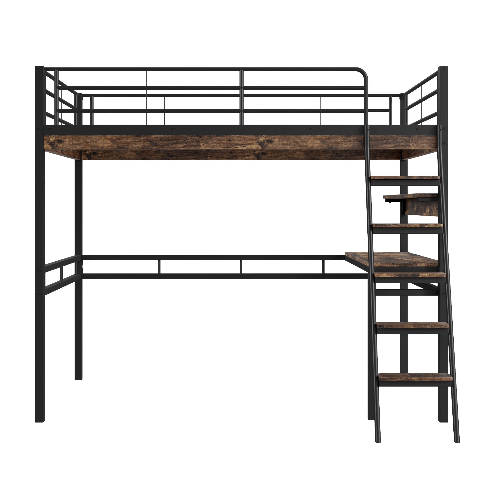 Logidon hoogslaper 90x200 cm met bureaurelingladder zwart