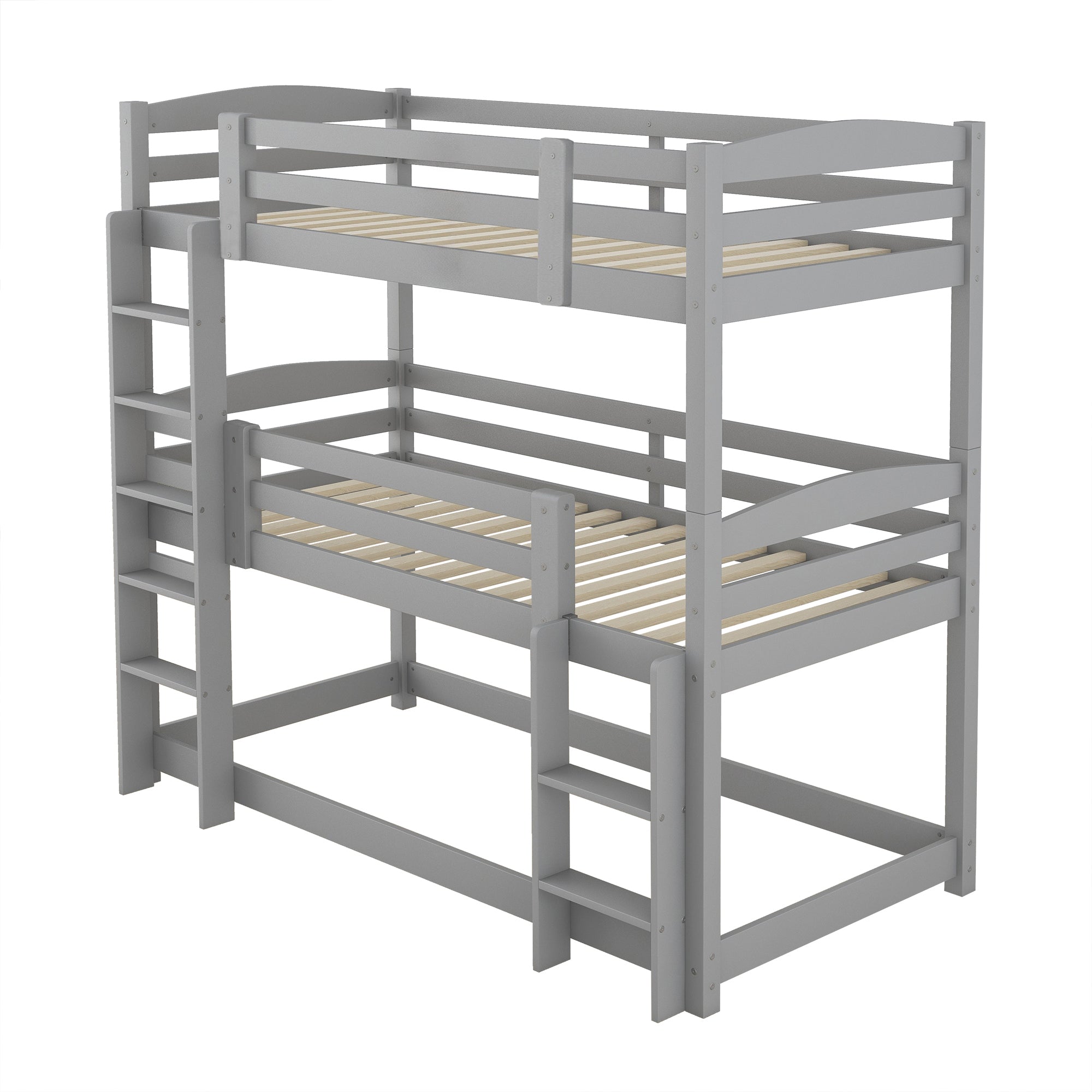 Logidon stapelbed 90x200 grijs hout driepersoonsbed kinderen