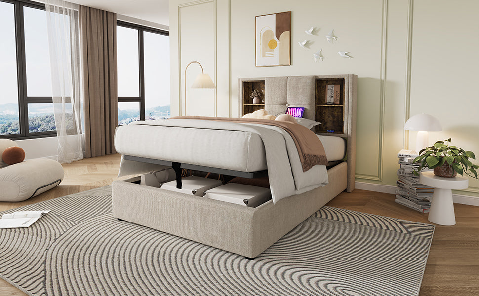 Logidon single bed 90x200 with wireless charging USB-C and storage space