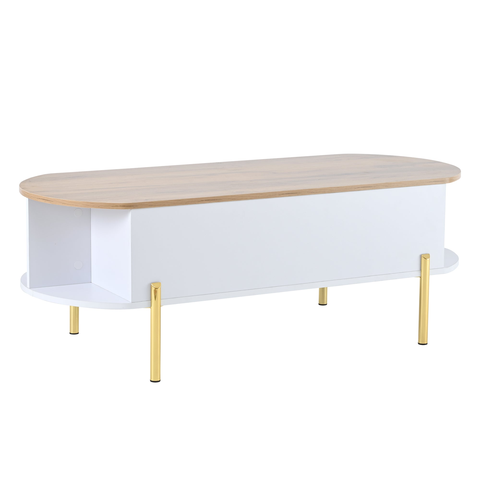 Logidon Verstelbare Salontafel 120x50x43 cm Met Opbergruimte Wit Hout
