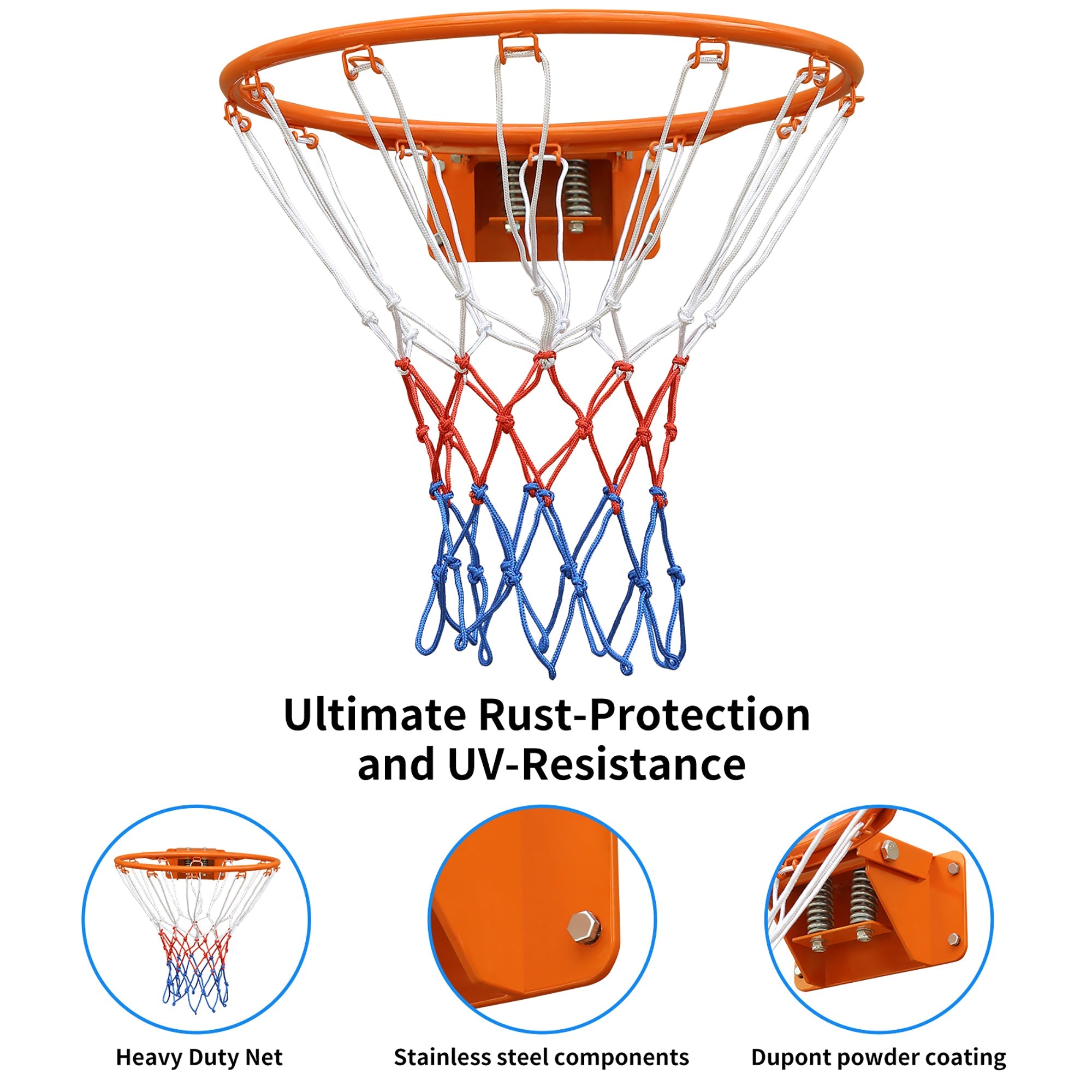 Logidon Basketbalring Met Dubbele Veer 4 Punts Stabilisatie Oranje