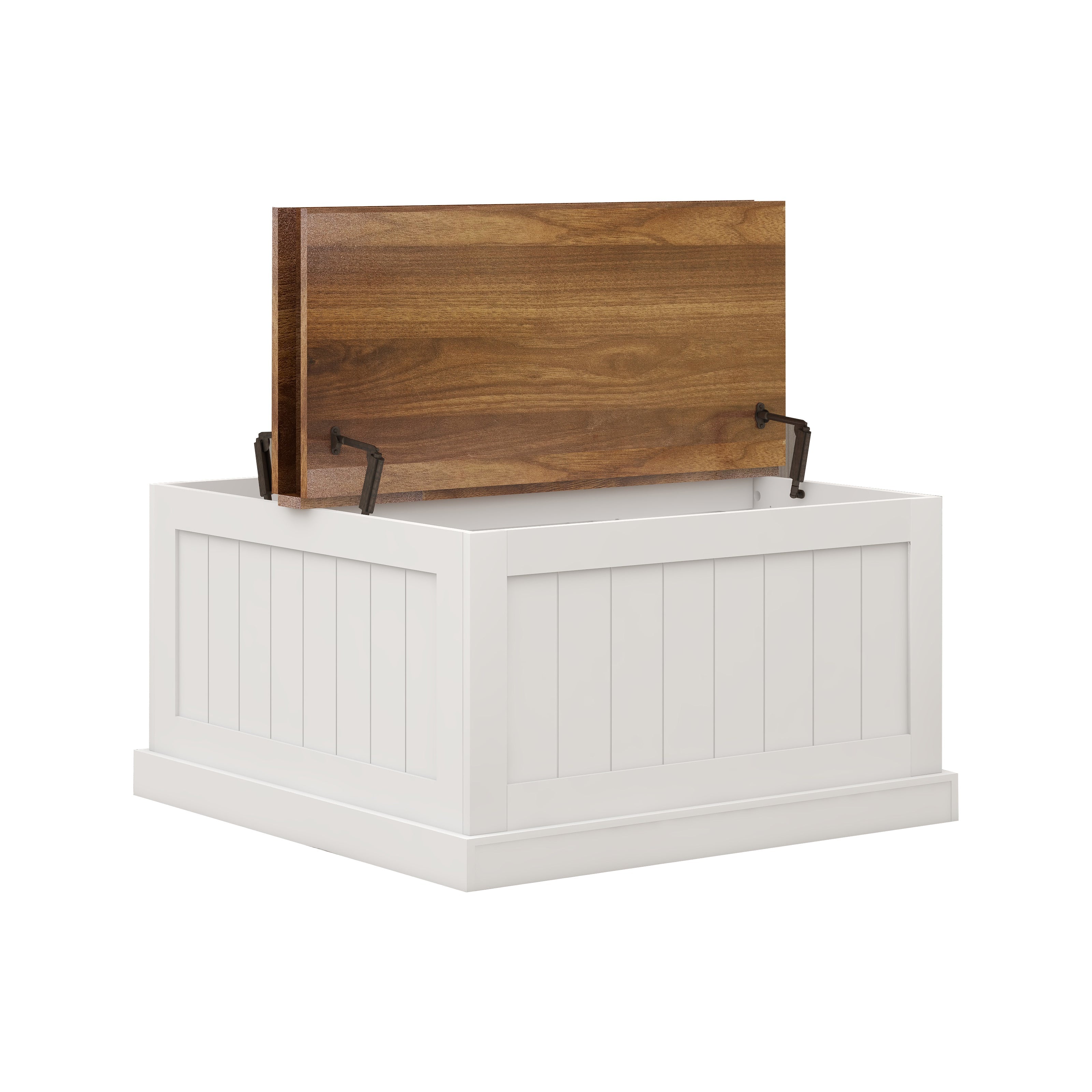 Logidon Boerderij salontafel 80x80 cm met hefblad en opbergruimte wit