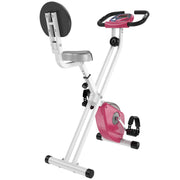 Logidon F-Bike hometrainer roze-wit 8-traps magnetische weerstand in hoogte verstelbaar