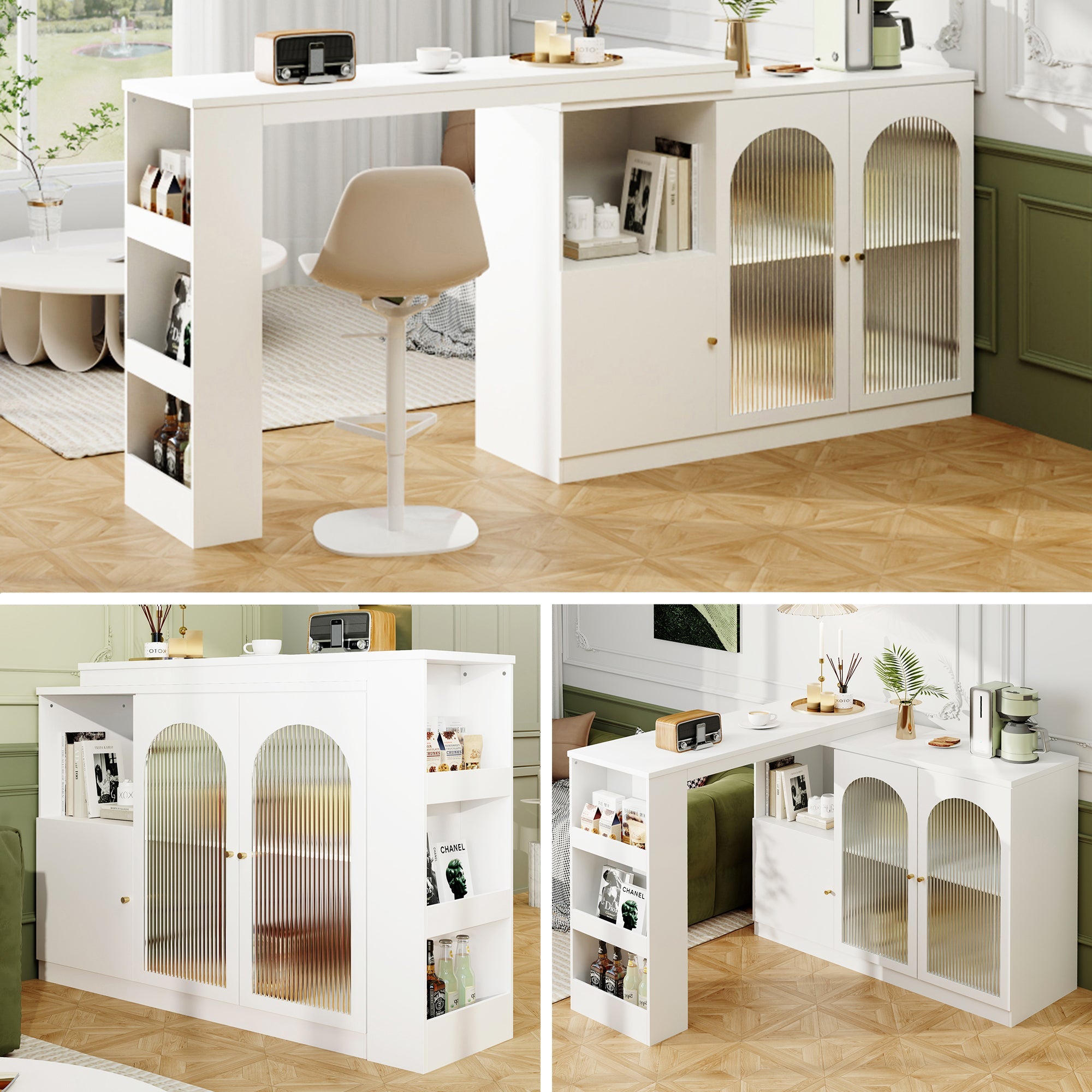 Logidon 360 graden draaibare bartafel 120x40x97 cm wit