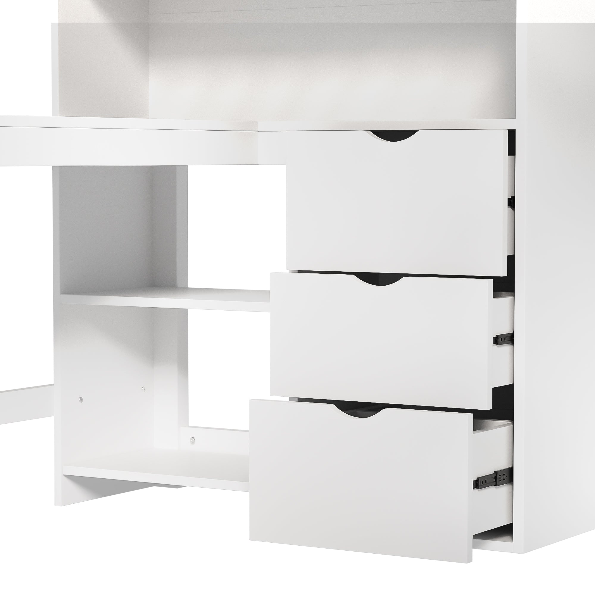 Logidon hoogslaper 140x200 cm met bureau en opbergruimte wit