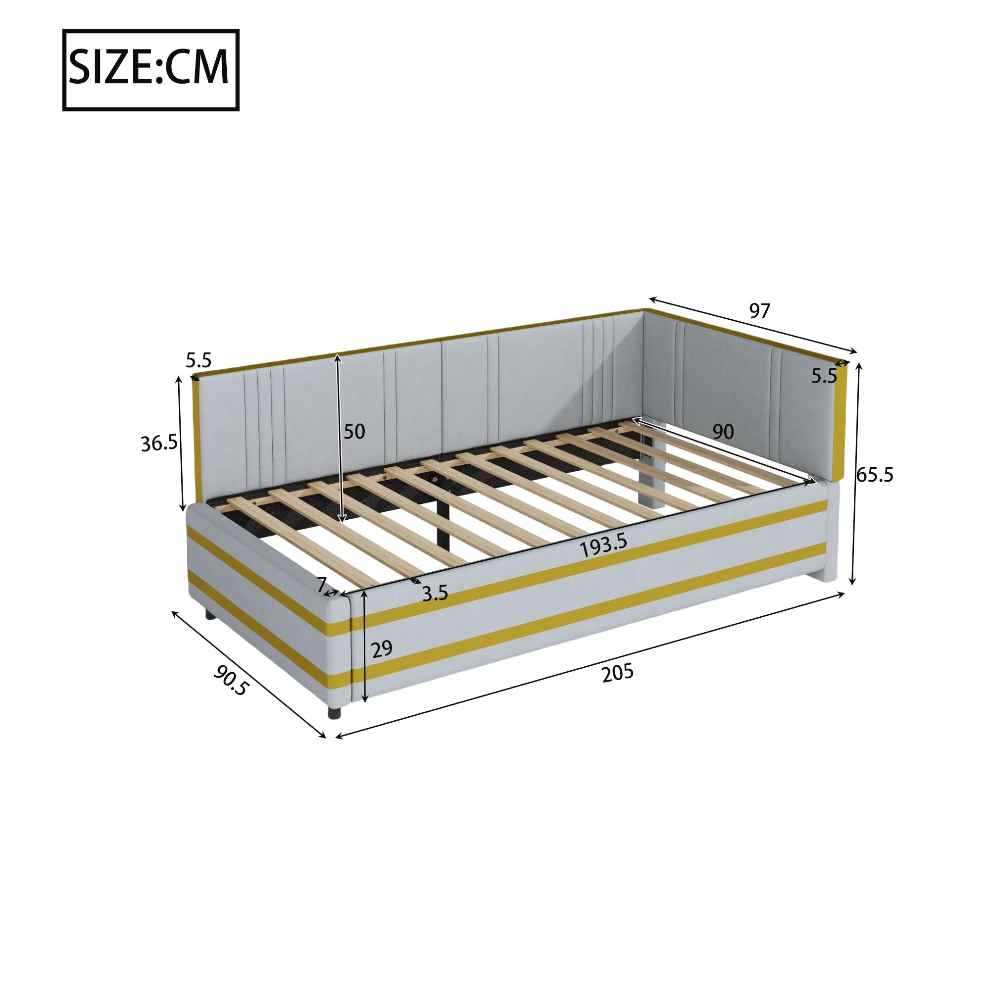 Logidon gestoffeerde slaapbank 90x200 multifunctioneel bed grijze fluwelen stof