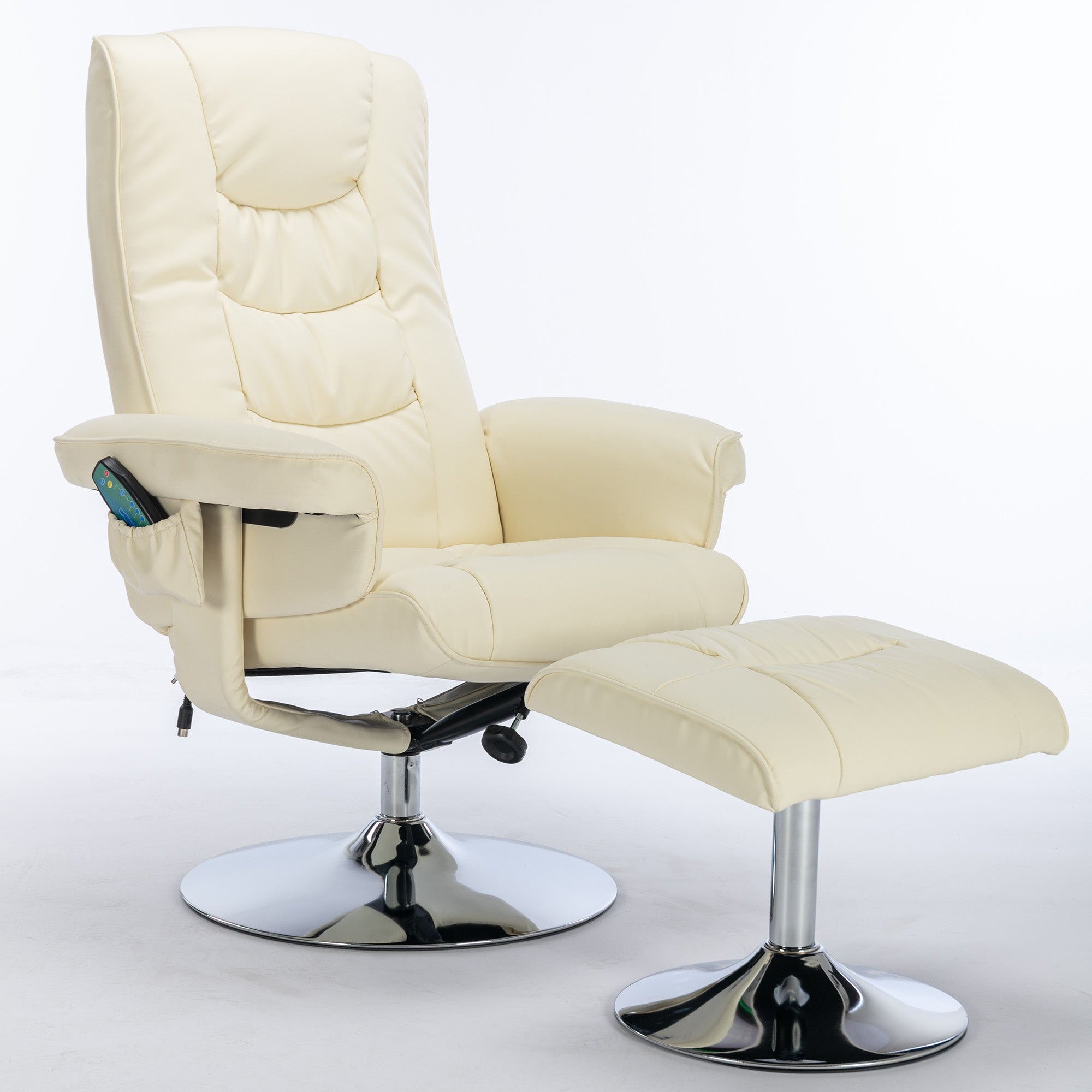 Logidon massagestoel met PU bekleding en voetenbank beige 5-punts massage