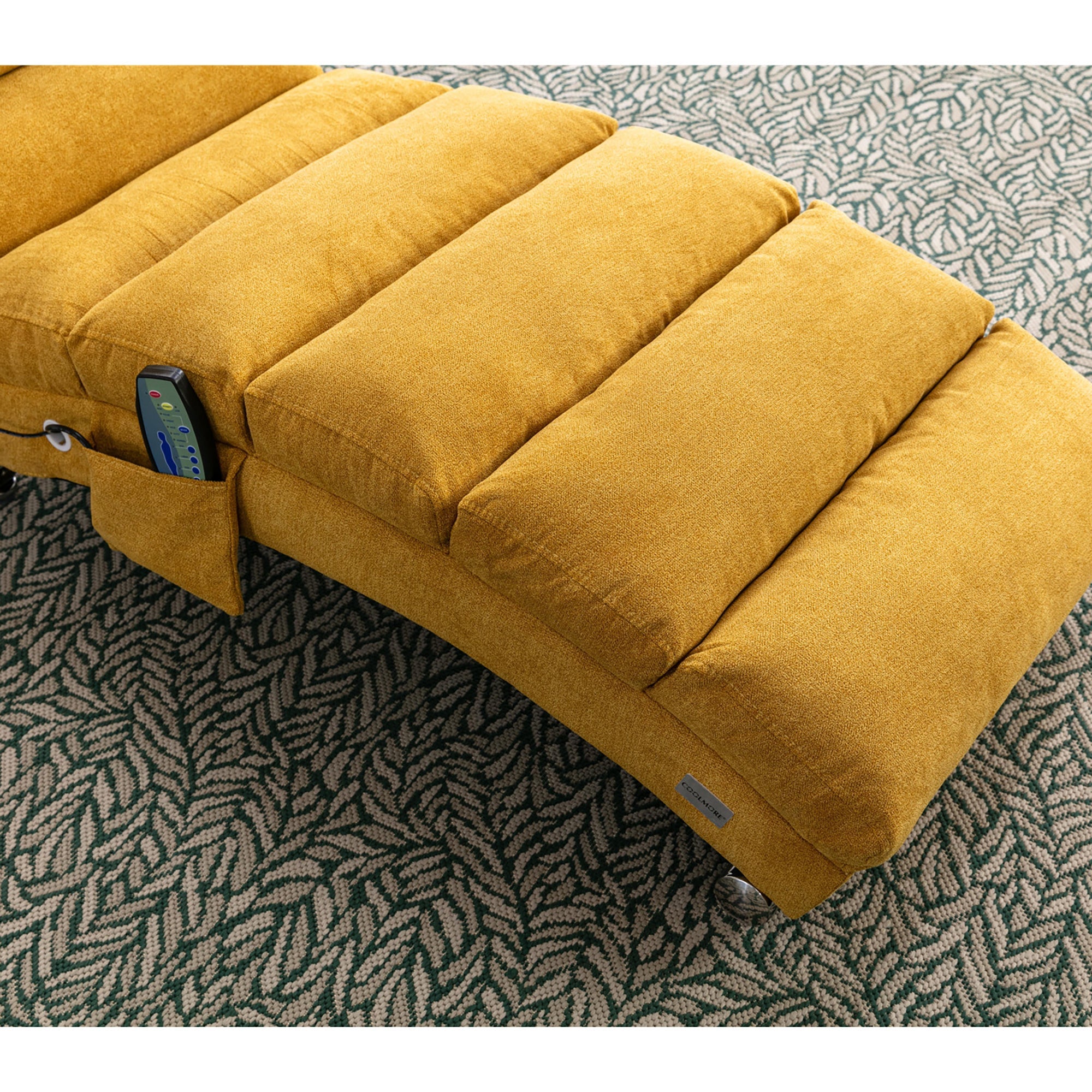 Logidon Linnen Massage Chaise Longue Met Afstandsbediening Mosterdgeel
