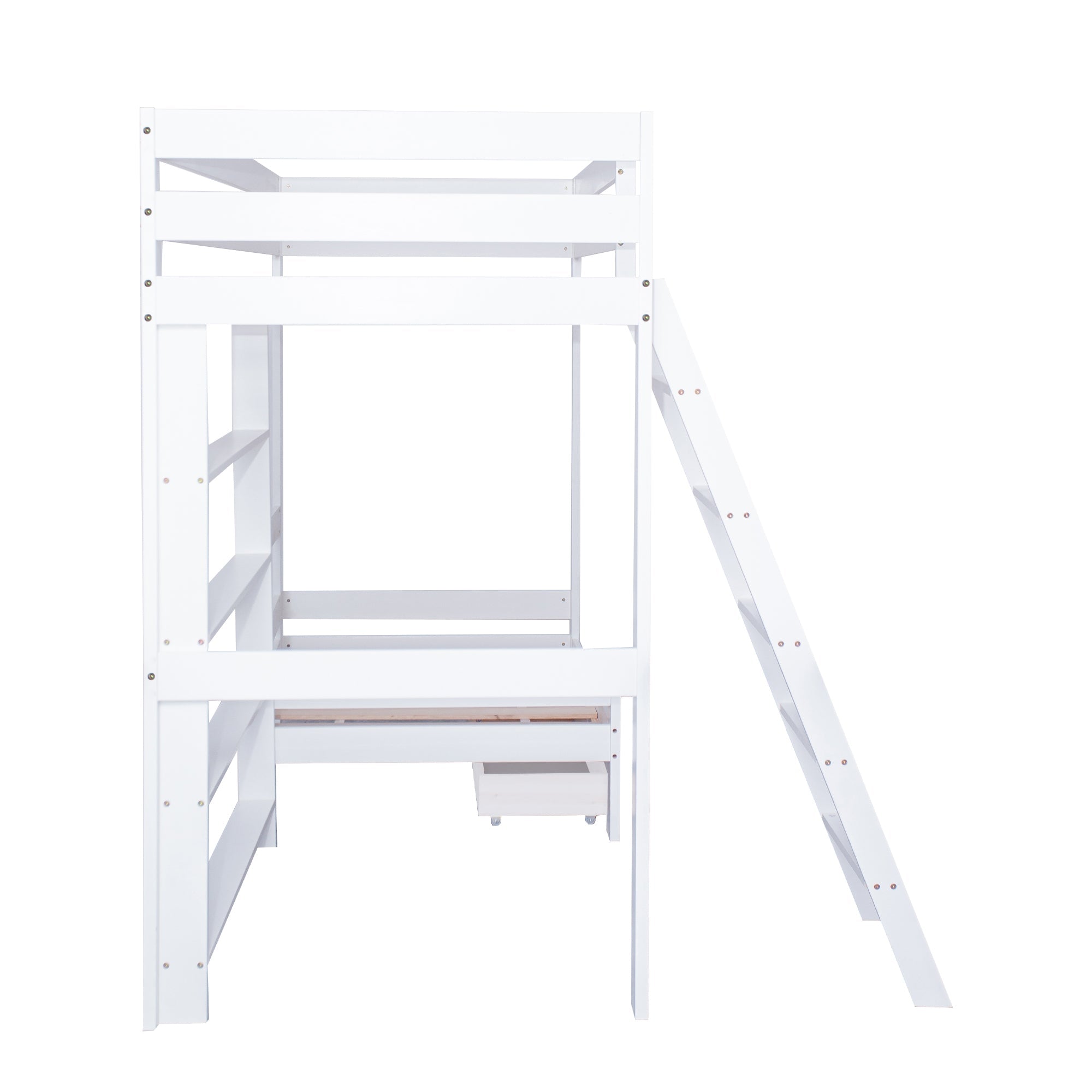 Logidon hoogslaper met bureau - wit kinderbed met lade