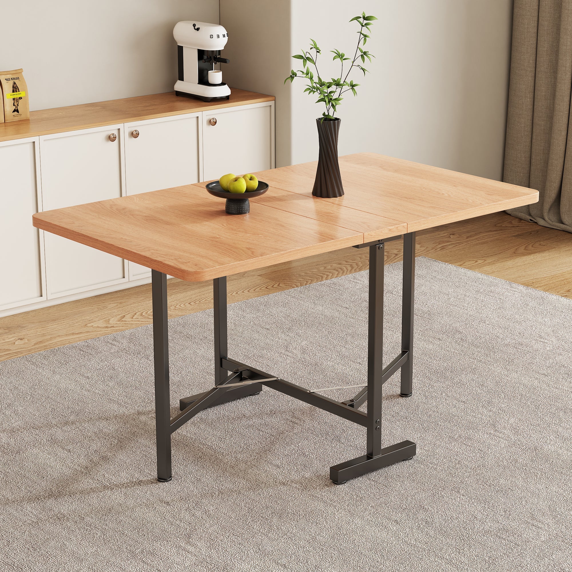 Logidon uitschuifbare eettafel 120x80 cm MDF natuurlijke look minimalistisch