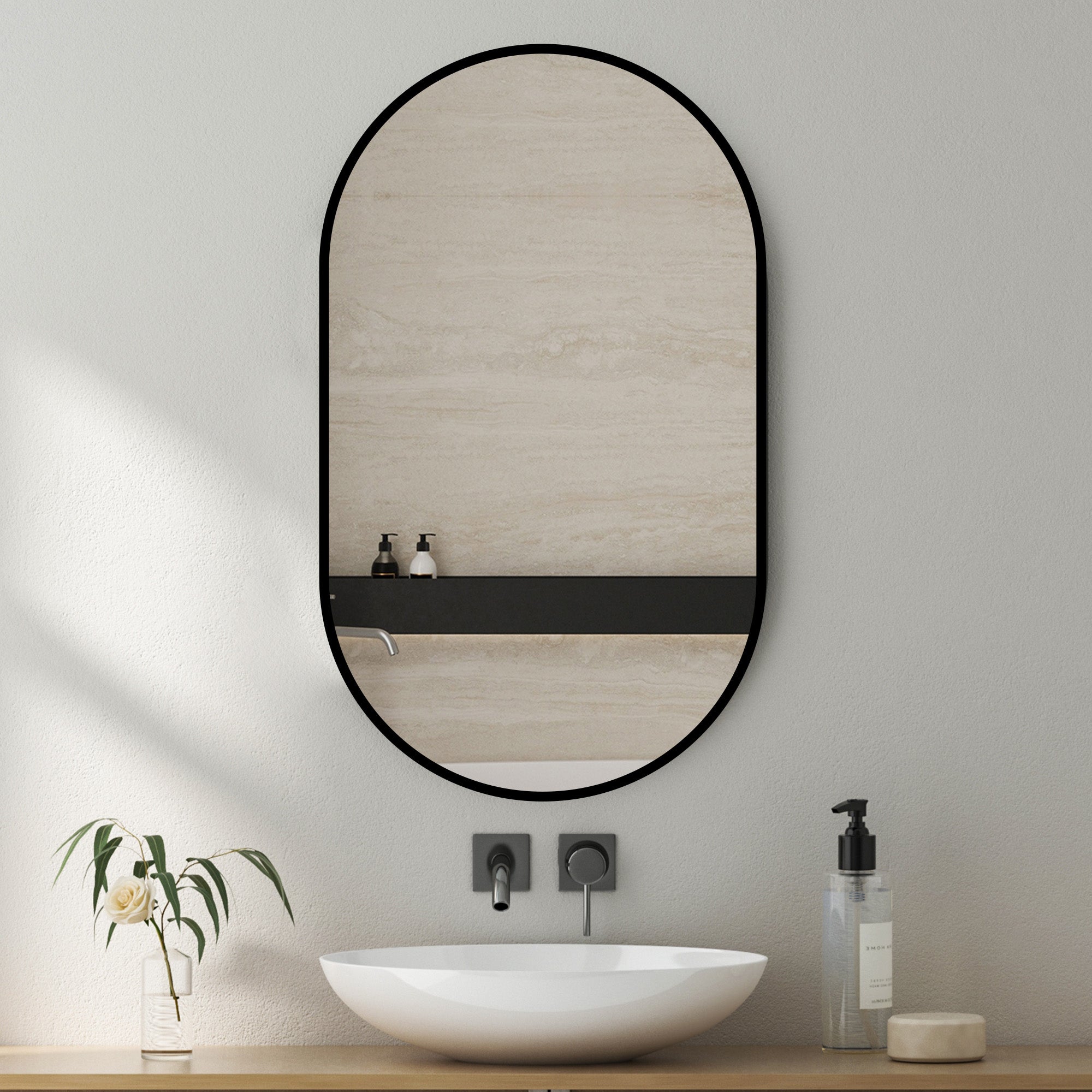 Logidon bathroom mirror 50x80cm oval silver explosion-proof glass