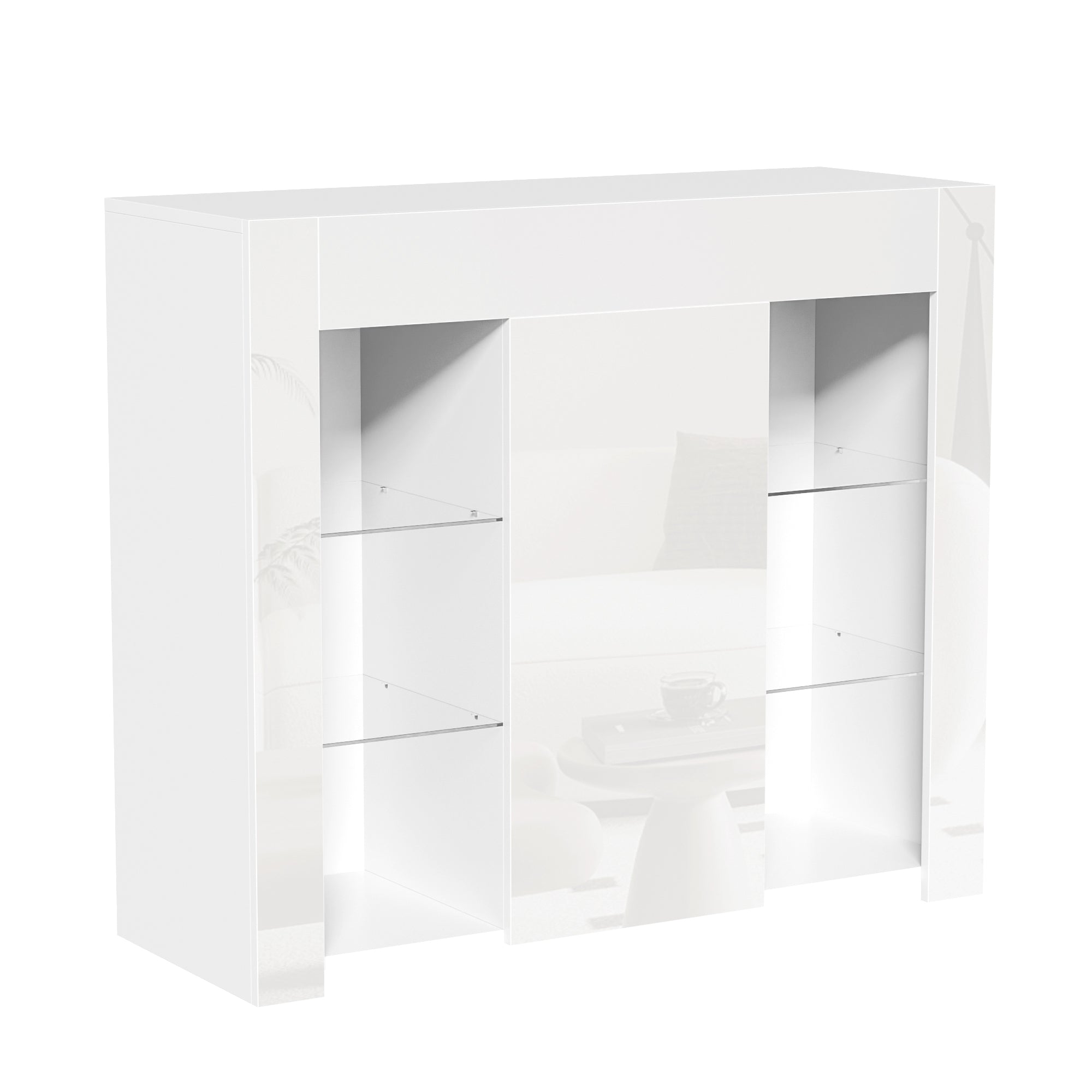 Logidon Modern Wit Buffet Hoogglans Glazen Frontplanken 95x35x83 cm