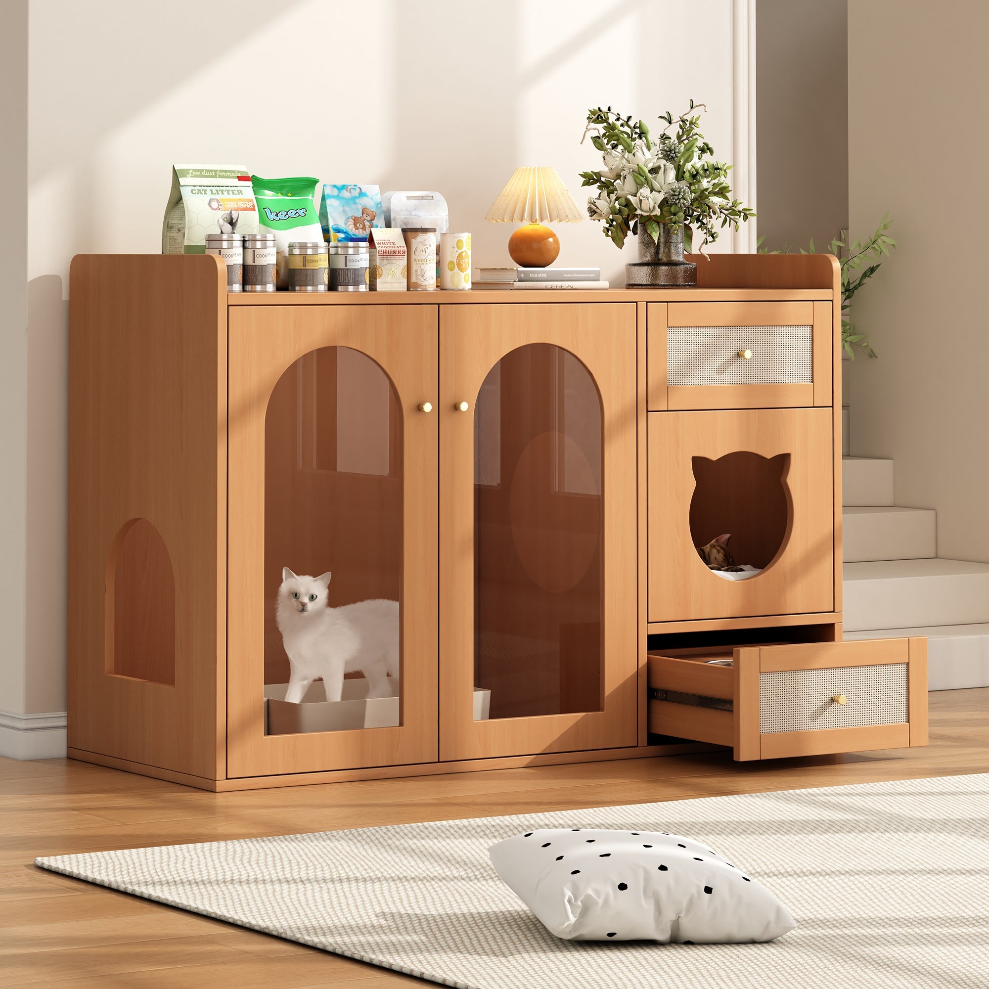 Logidon kattenhuis zijkastje walnoot 120x45x83 cm