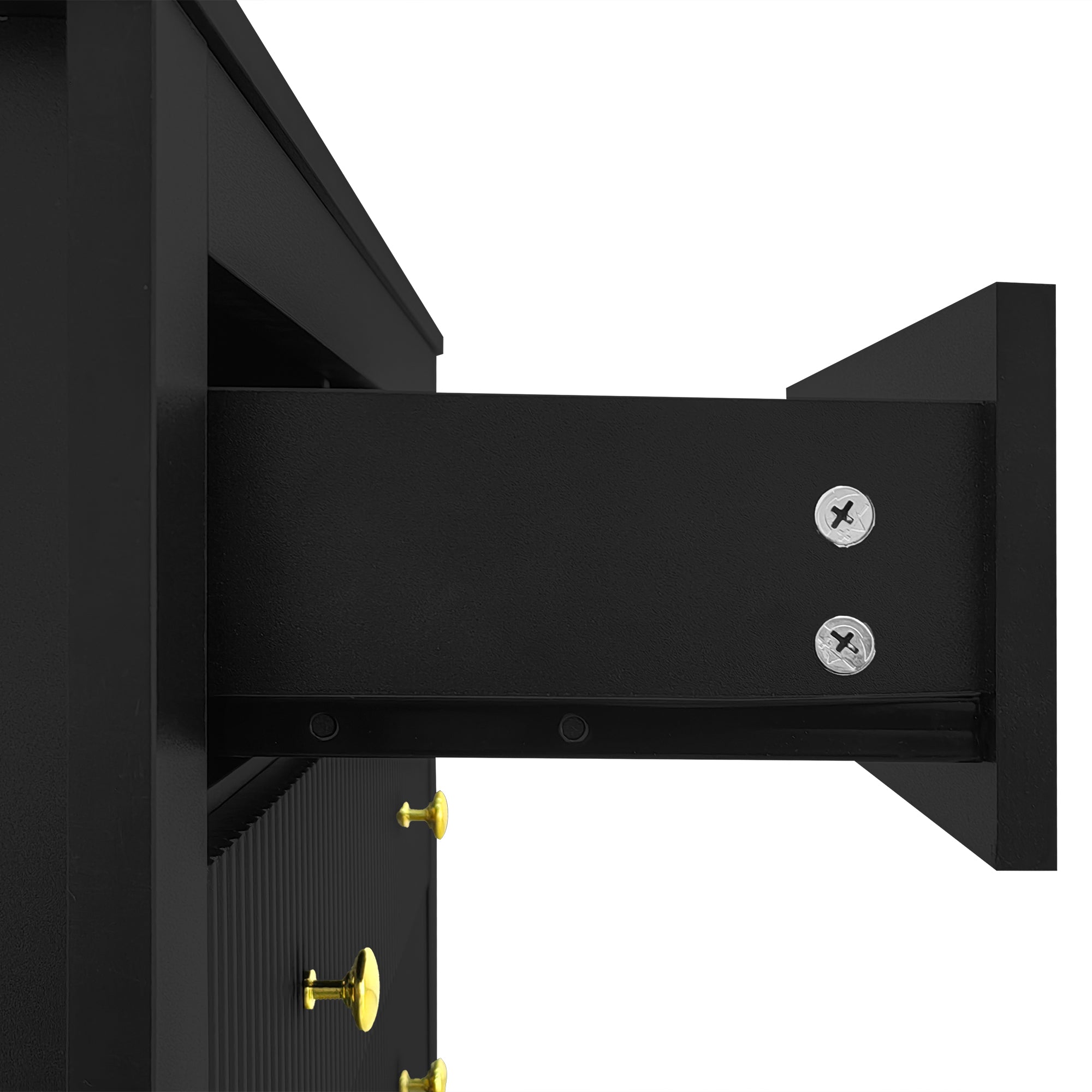 Logidon Dressoir 5 Laden Zwarte Ladekast Met Gouden Handgrepen 79 cm