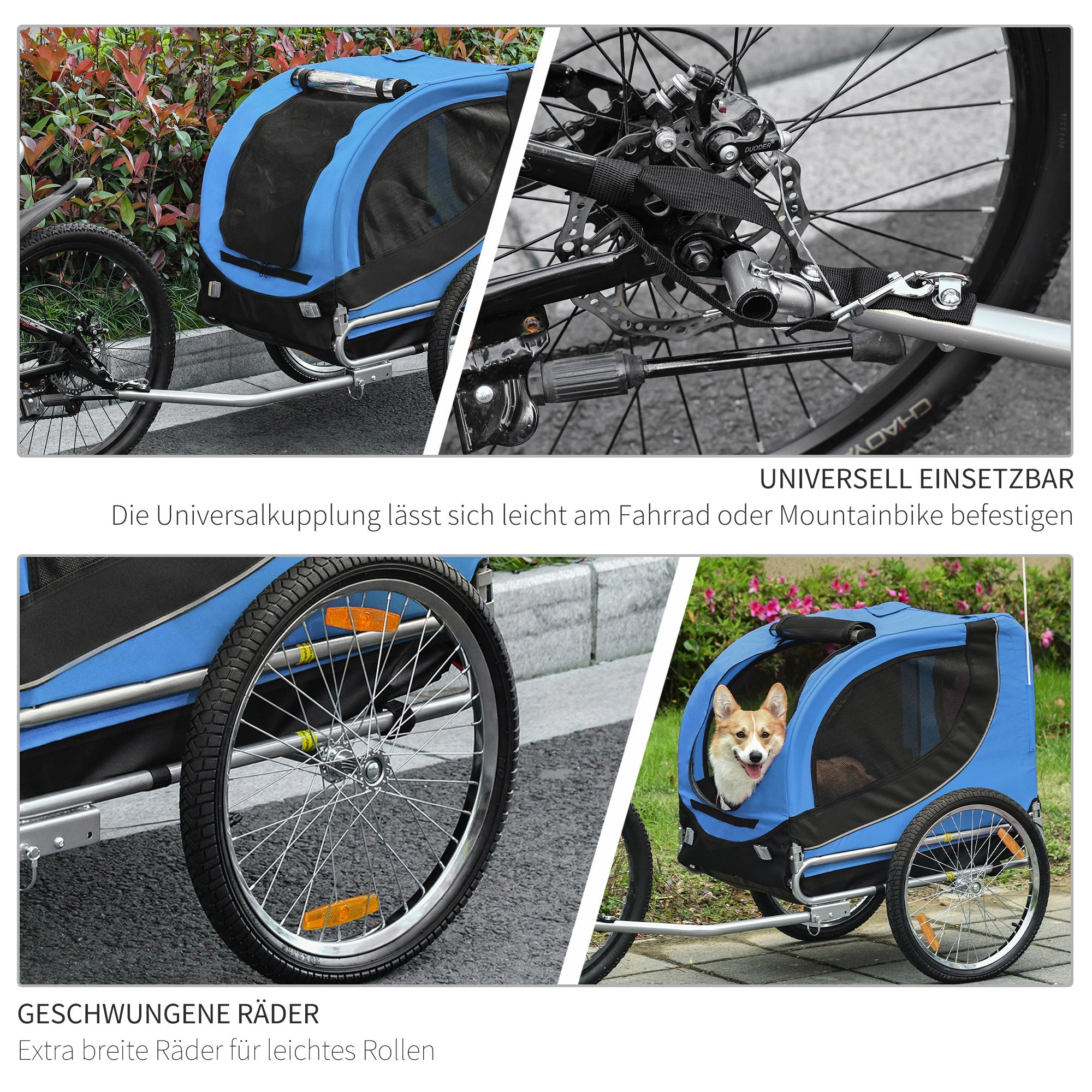 Logidon Hondenkar Fiets Blauw Zwart 130x73x90 cm