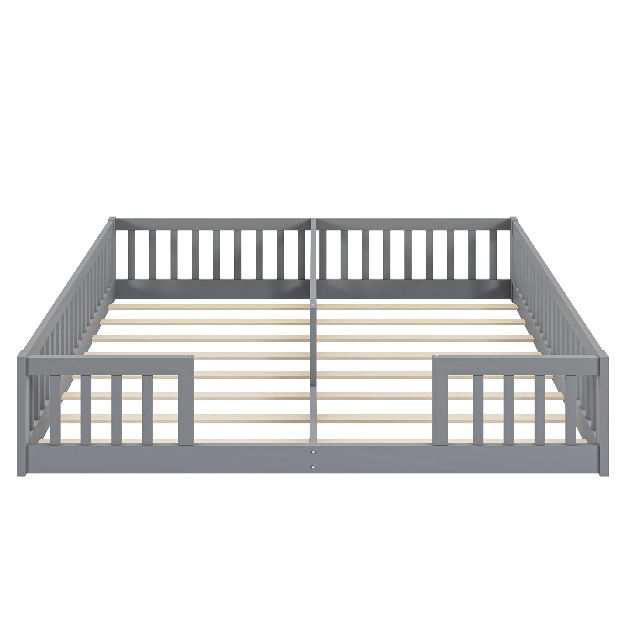 Logidon gestoffeerd bed 90x200 grijs met veiligheidsrailing lattenbodem