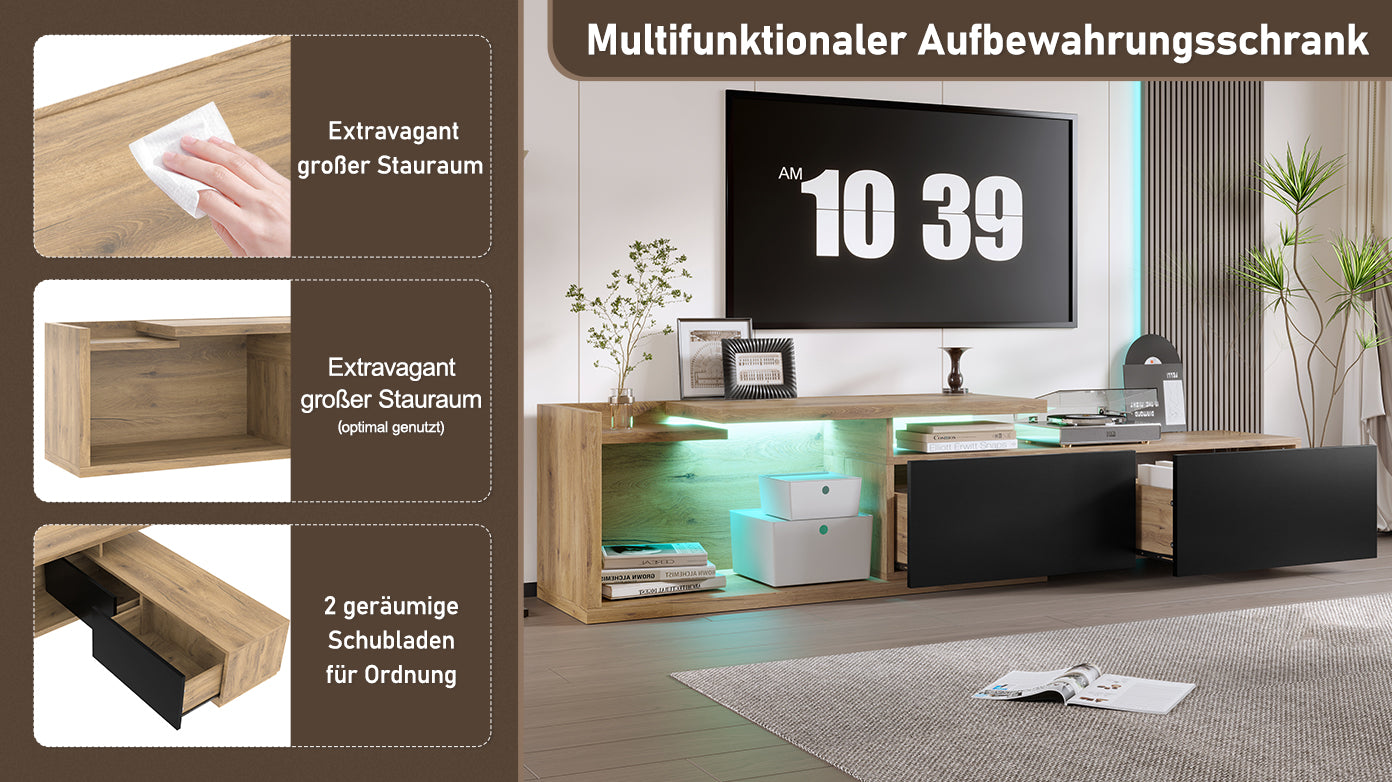 Logidon modulair tv-meubel met LED-verlichting en uittrekmodule