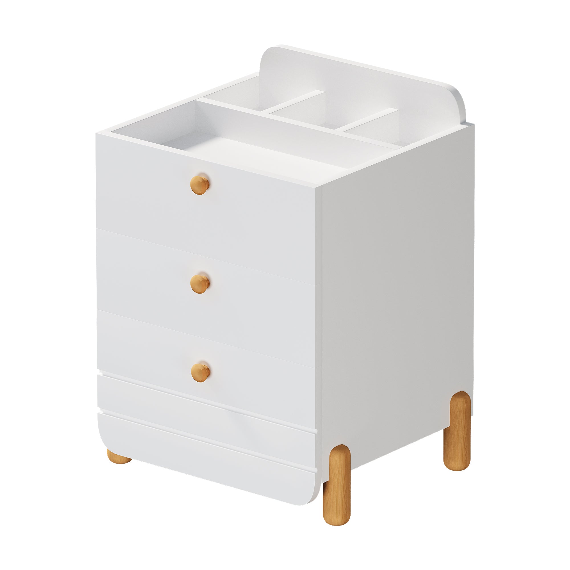 Logidon nachtkastje 3 lades wit houten poten elegant
