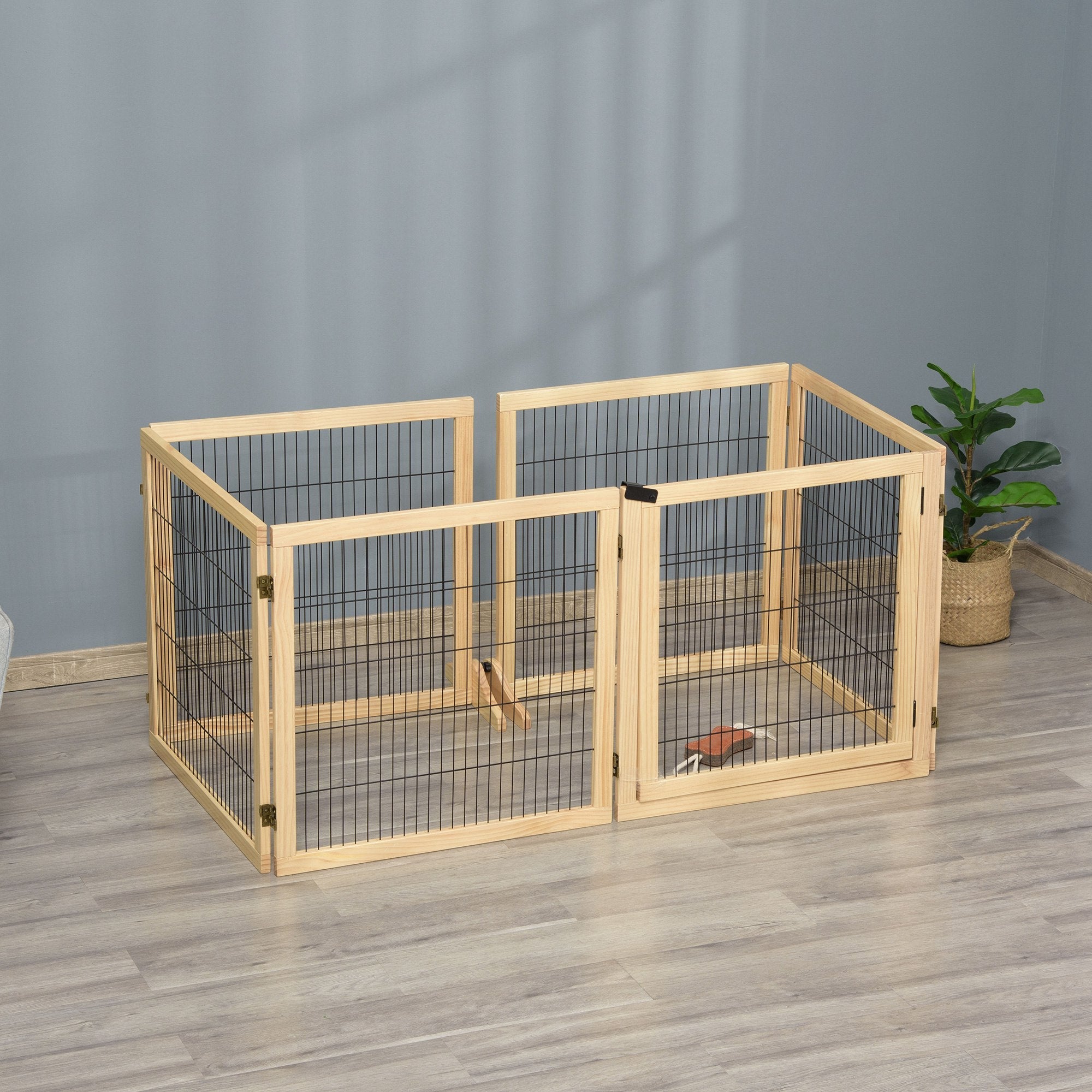 Logidon deurbeschermingsbarrière voor honden naturel hout 432x36x70cm