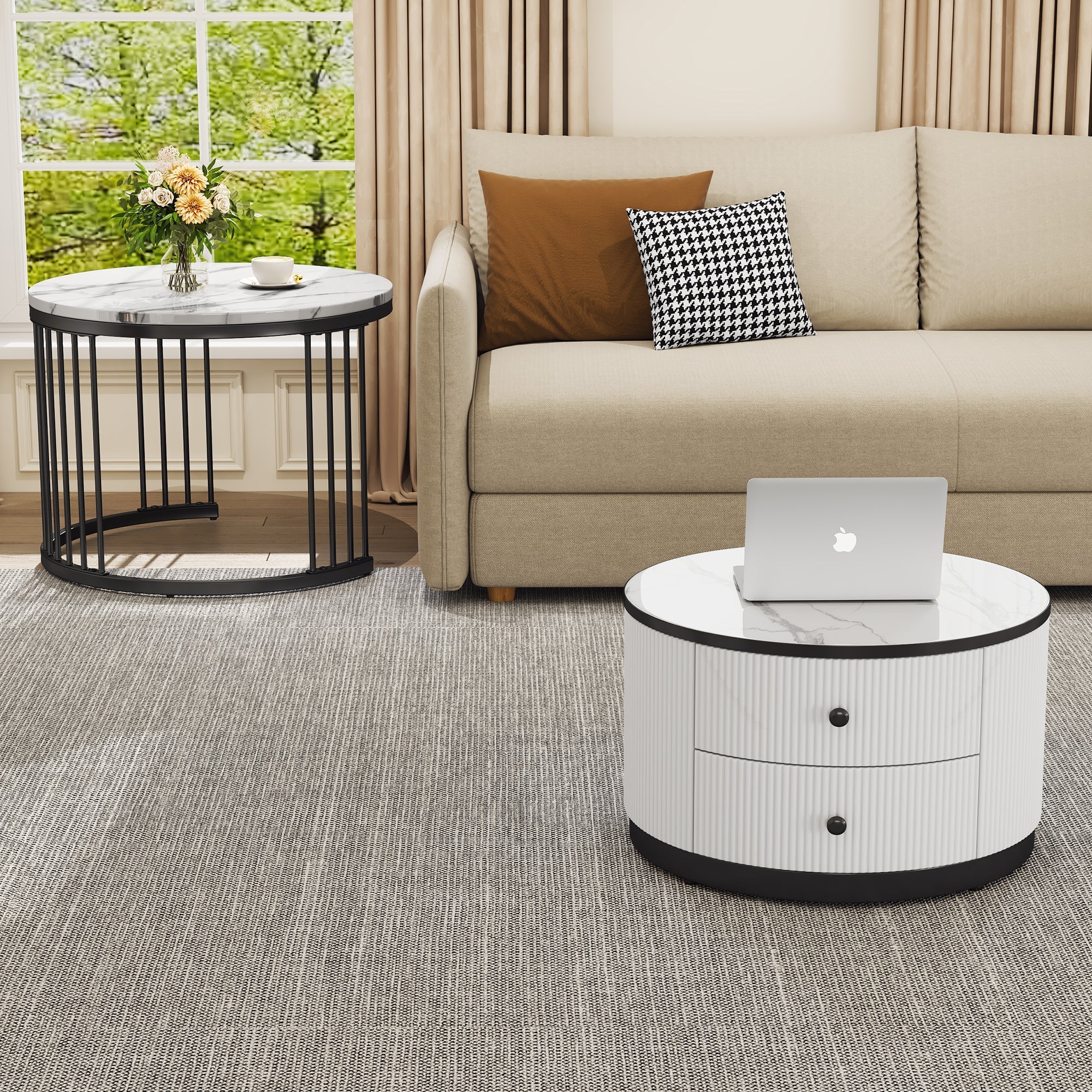 Logidon Elegante salontafelset in nestvorm wit 60x60 en 50x50