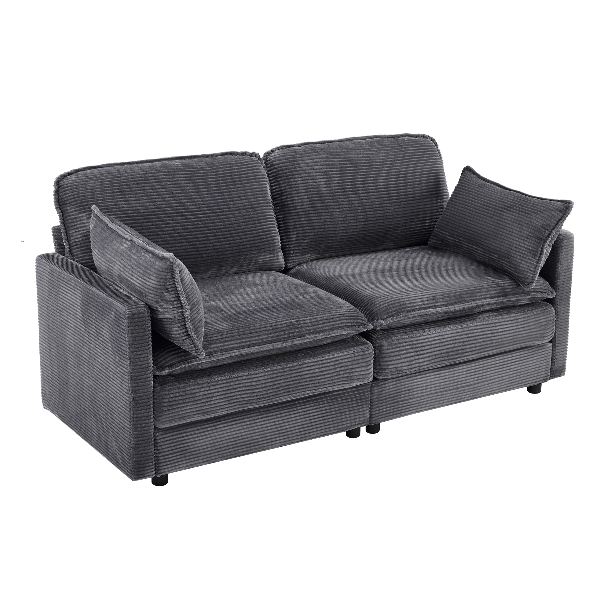 Logidon 2-zitsbank Grijs Modern Minimalistisch Houten Frame