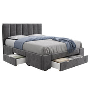 Logidon gestoffeerd bed 140x200 cm fluweelgrijs met lattenbodem 4 lades