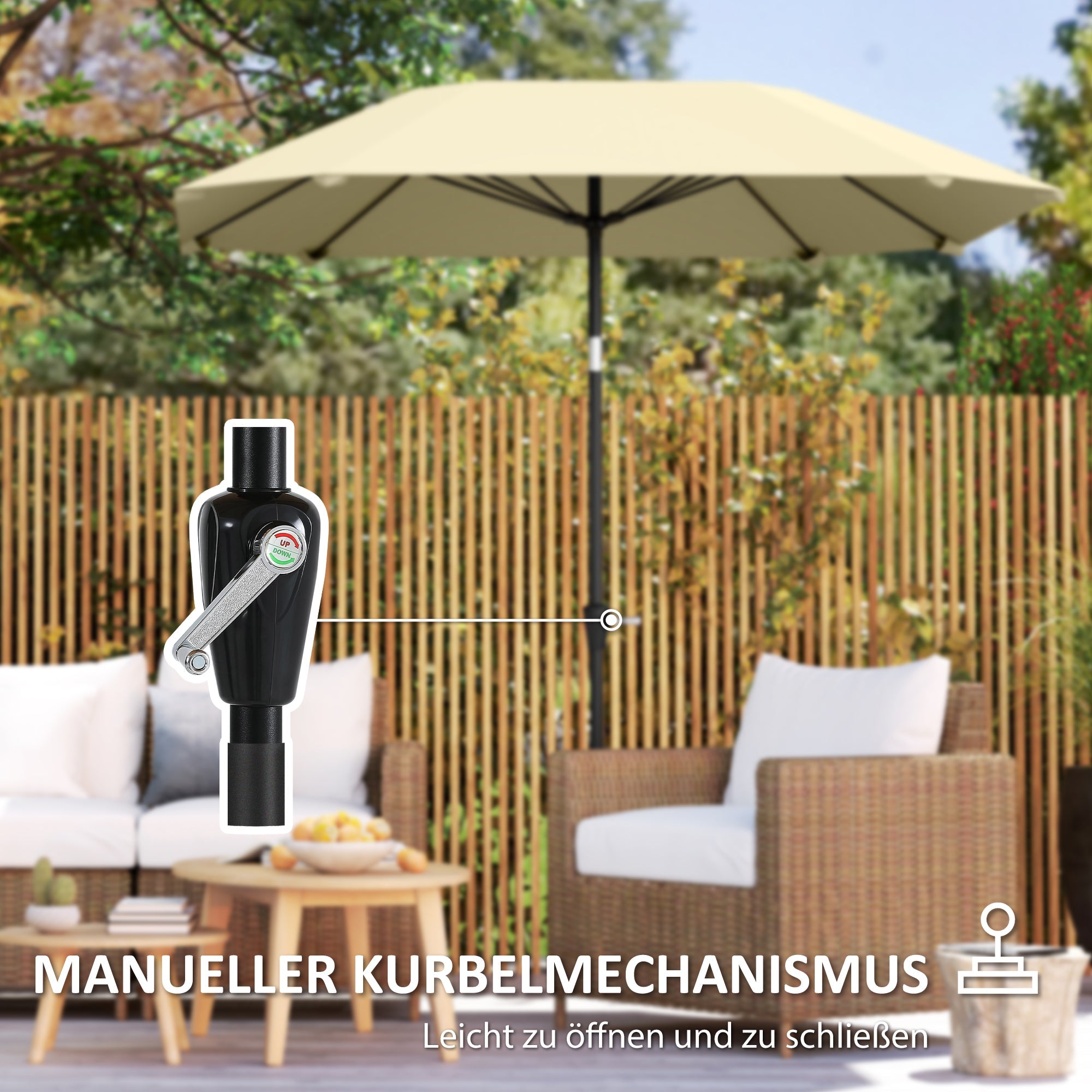 Logidon parasol 233 cm beige achthoekig met klapfunctie