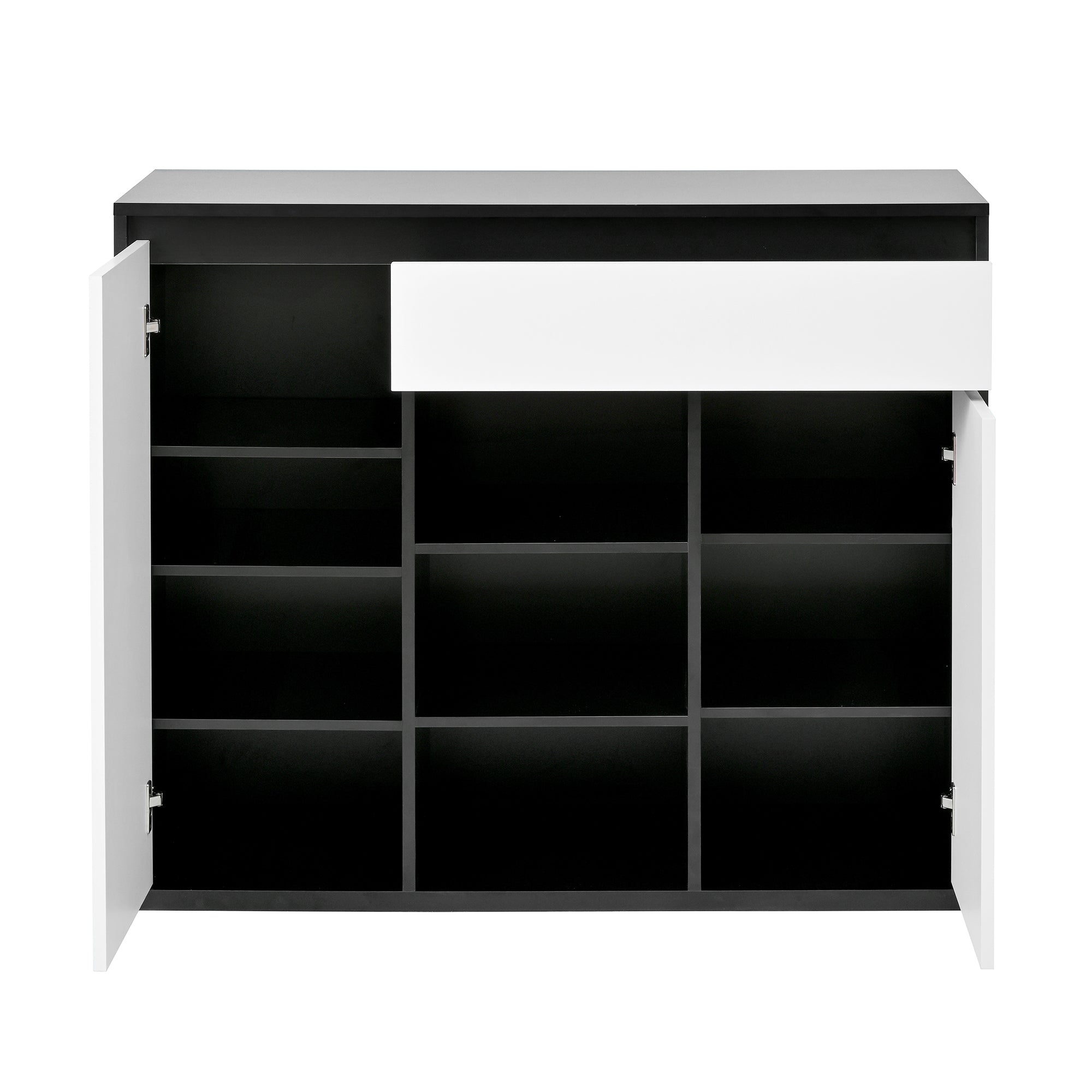 Logidon Shoe Cabinet Black White Two Doors Adjustable Shoe Rack