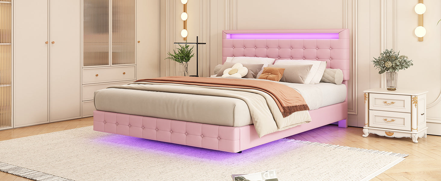 Logidon 140x200 cm flatbed roze LED-licht 24 knoppen afstandsbediening