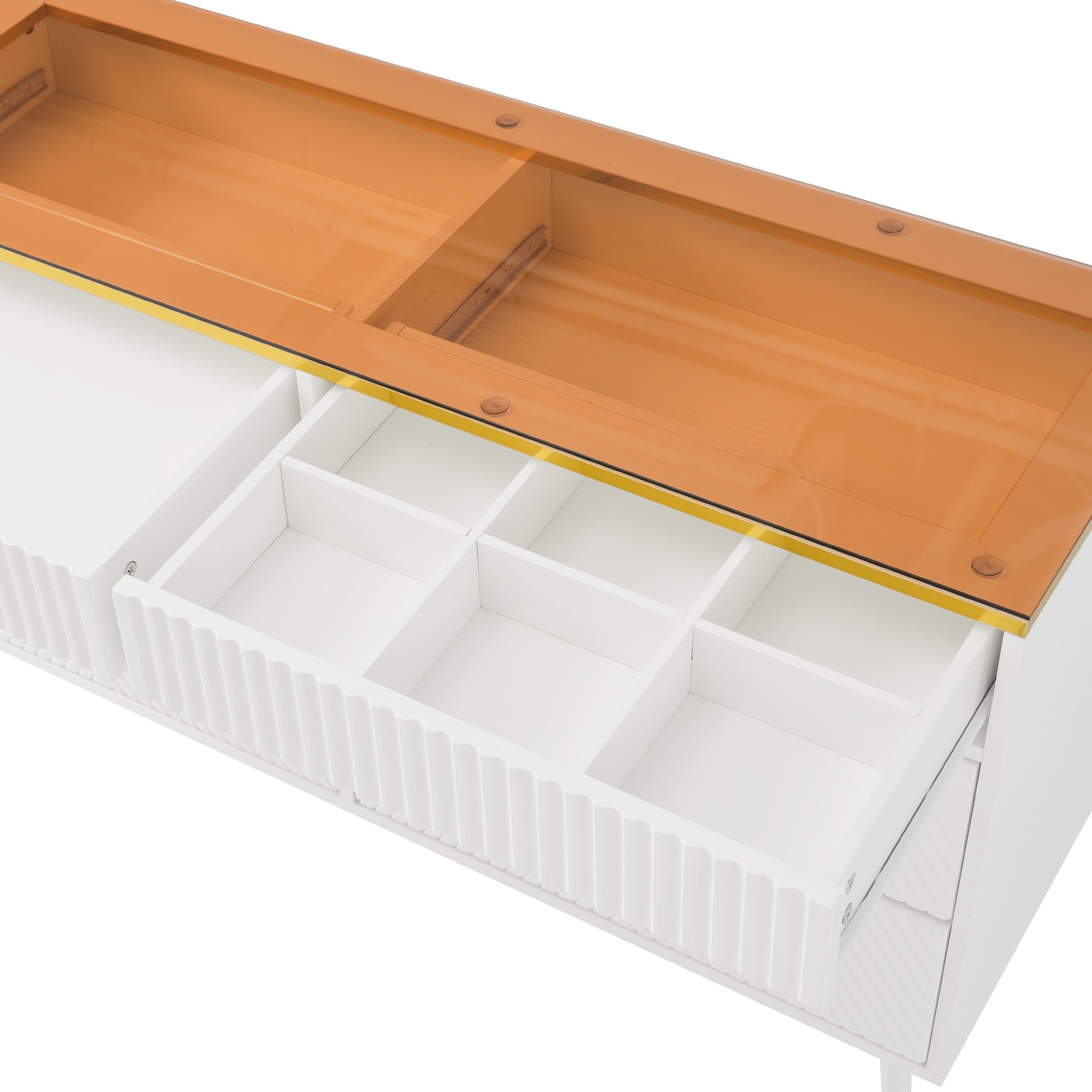 Logidon ladekast amber glazen dressoir 6 lades 120x40x76 wit