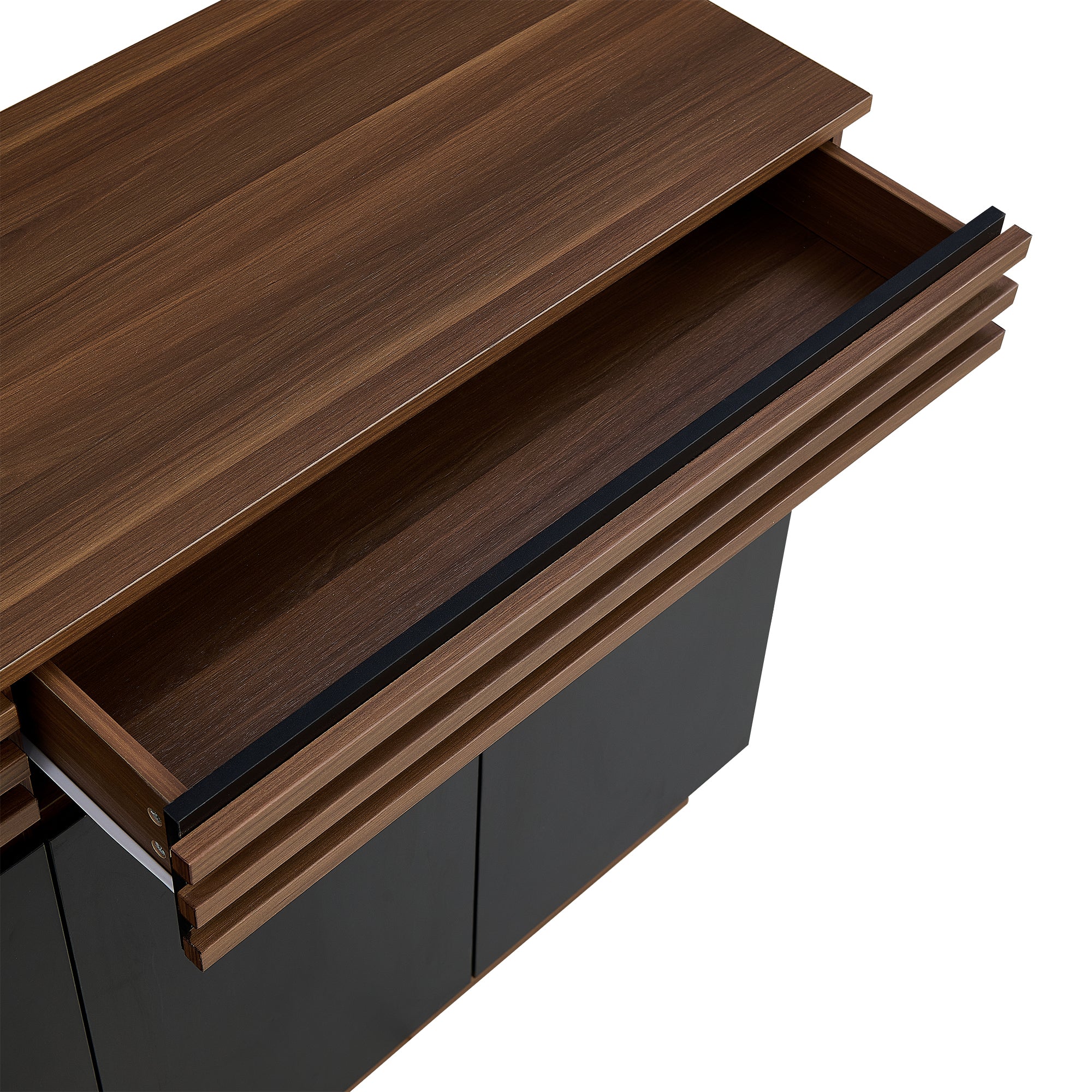 Logidon Modern dressoir 150 x 40 x 85 cm houtlook zwarte deuren