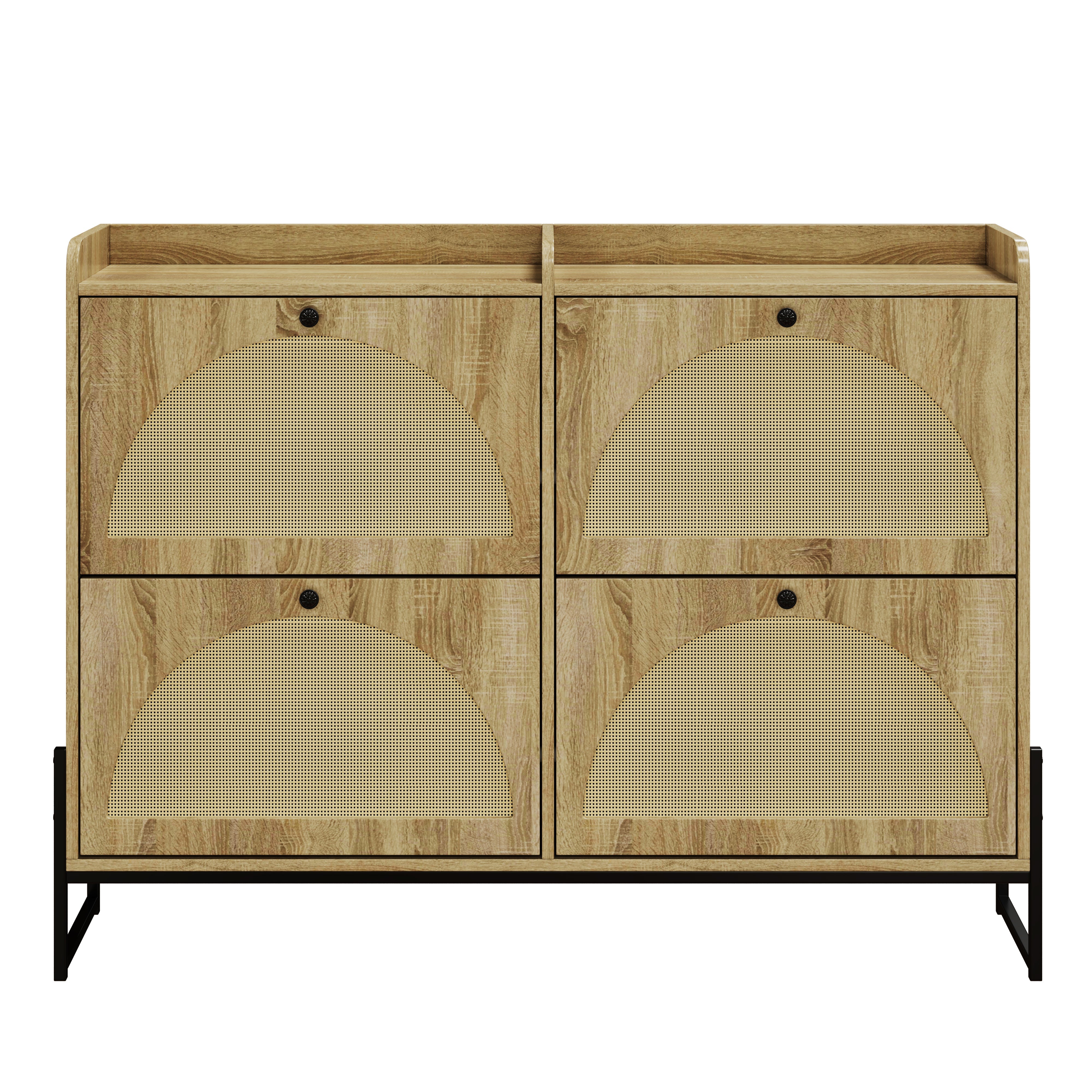 Logidon shoe cabinet narrow 4 flaps natural color 118 cm