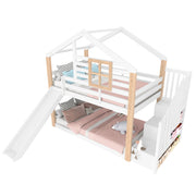 Logidon Kinderstapelbed met Glijbaan en Trap Scandinavisch Design Wit