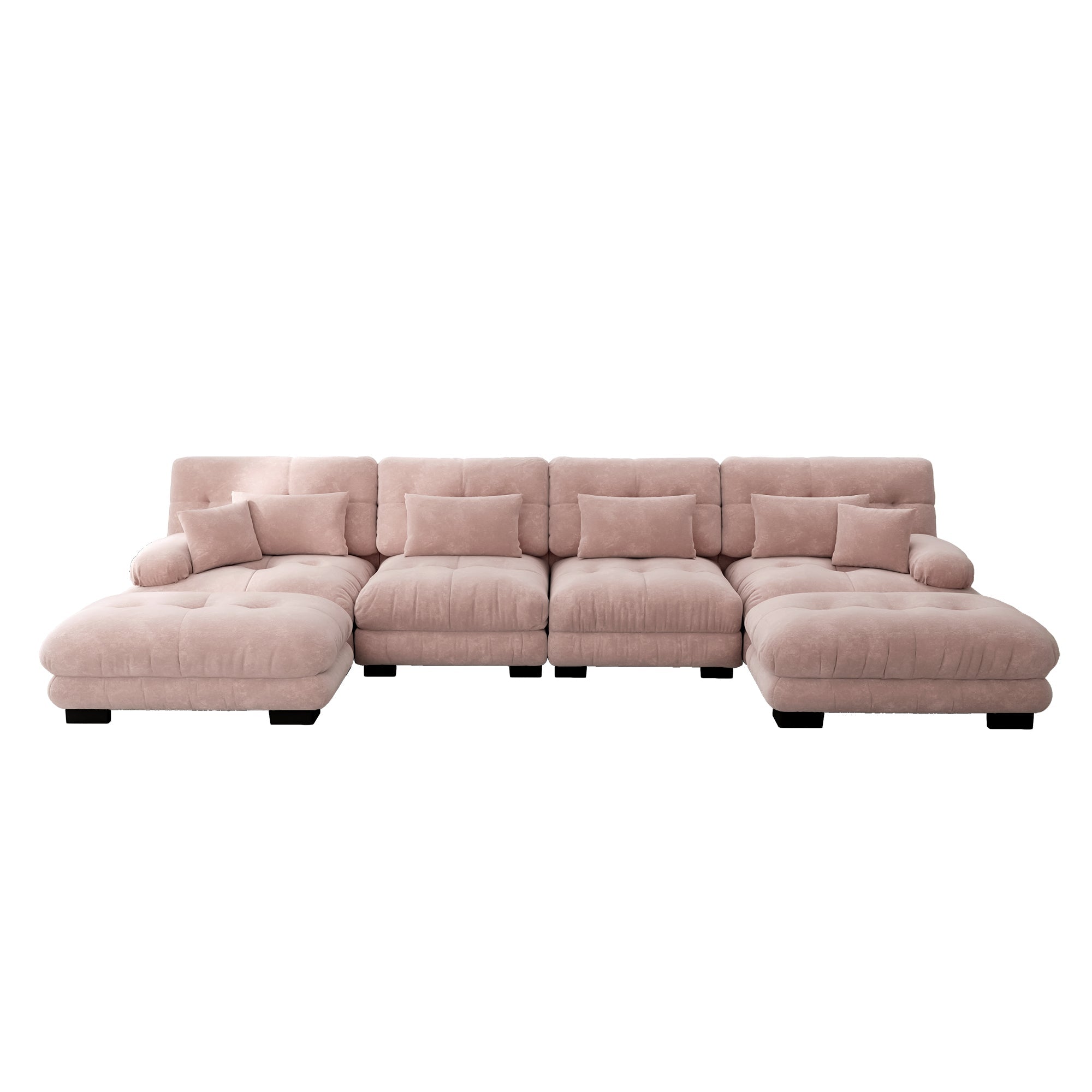 Logidon Modulaire Hoekbank Roze Fluweel Stof 406x145 CM U-vorm