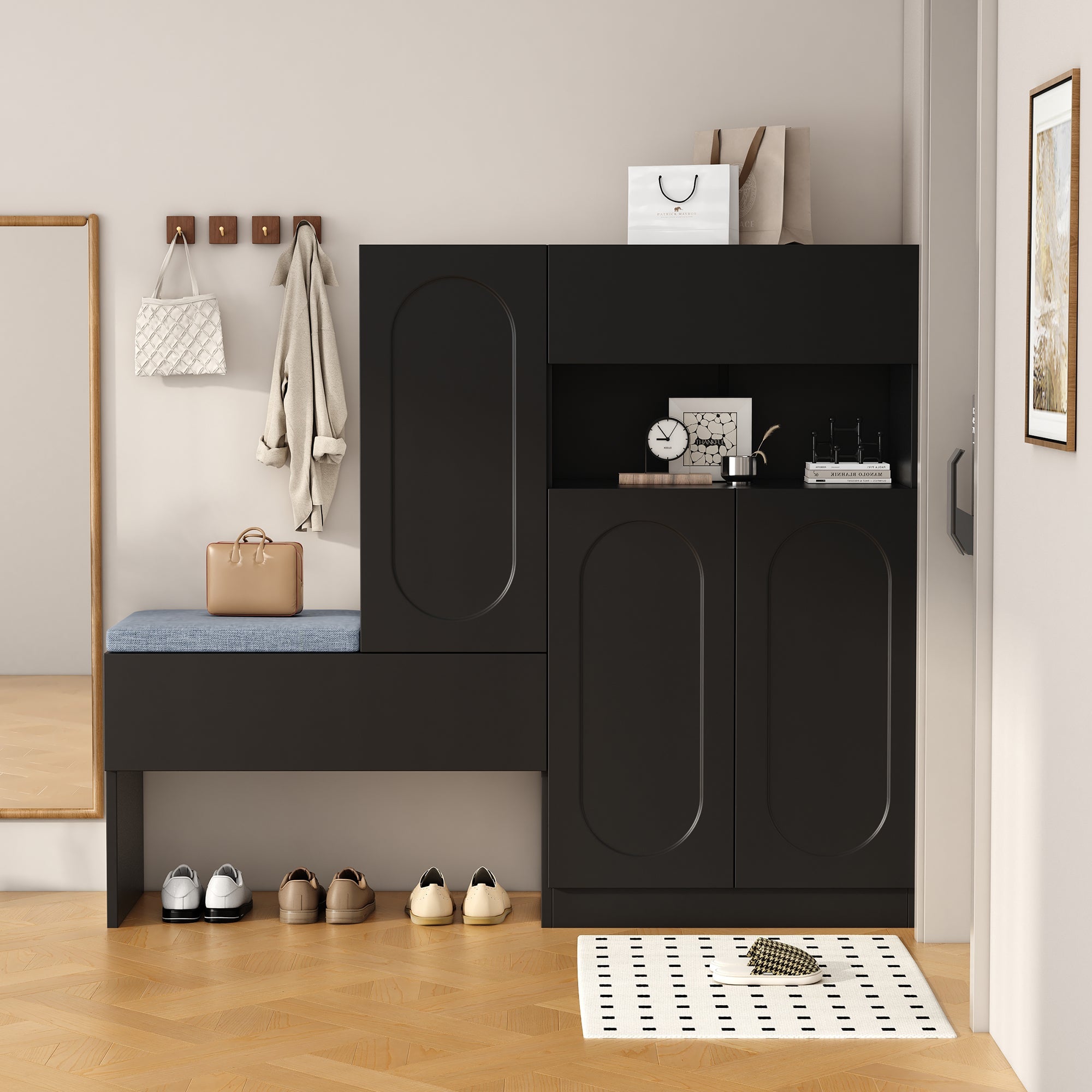 Logidon Trendy 2-in-1 Schoenenkast Zwart 130x35x110 cm Soft Close