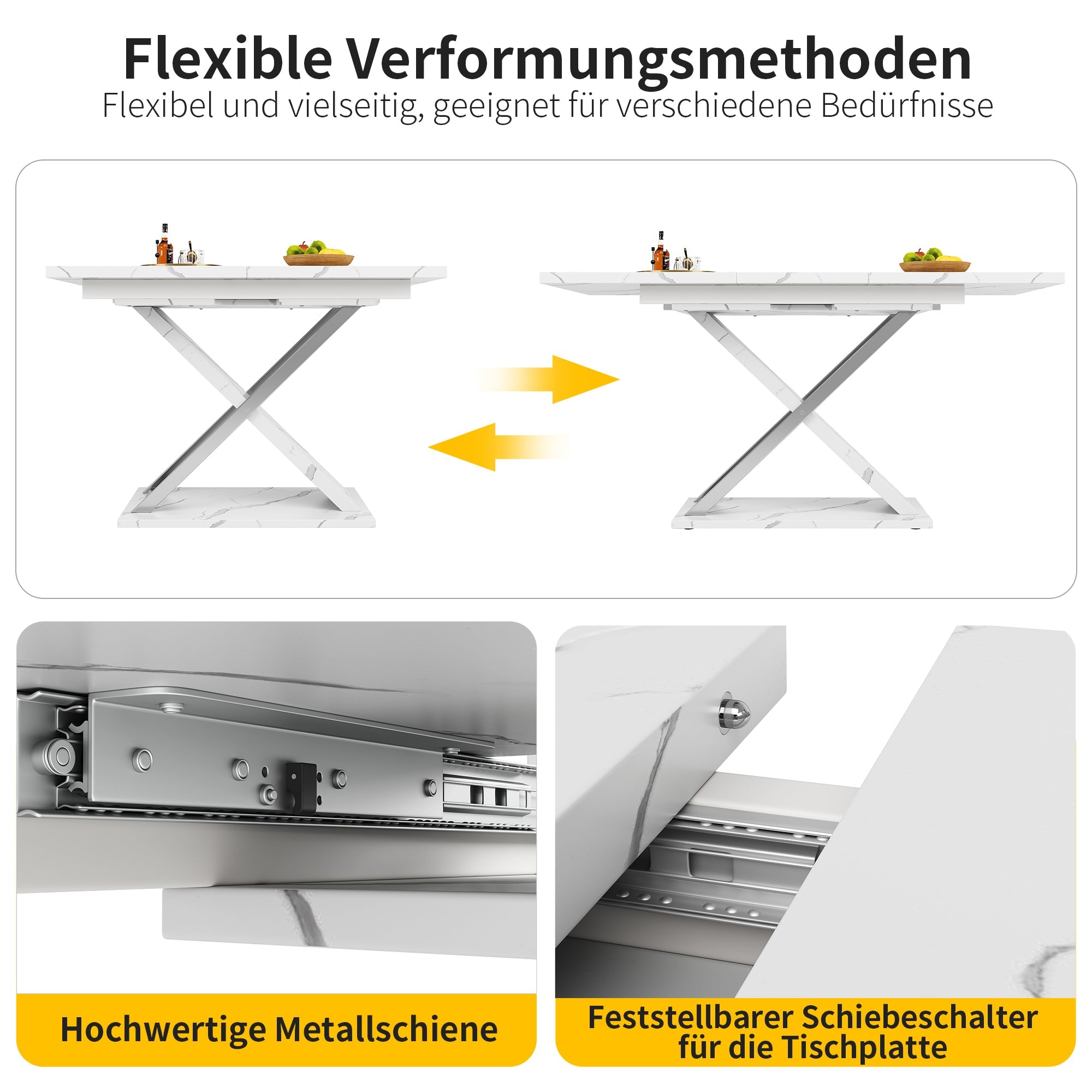 Logidon Uitschuifbare eettafel wit 118-157 cm met gekruiste poten