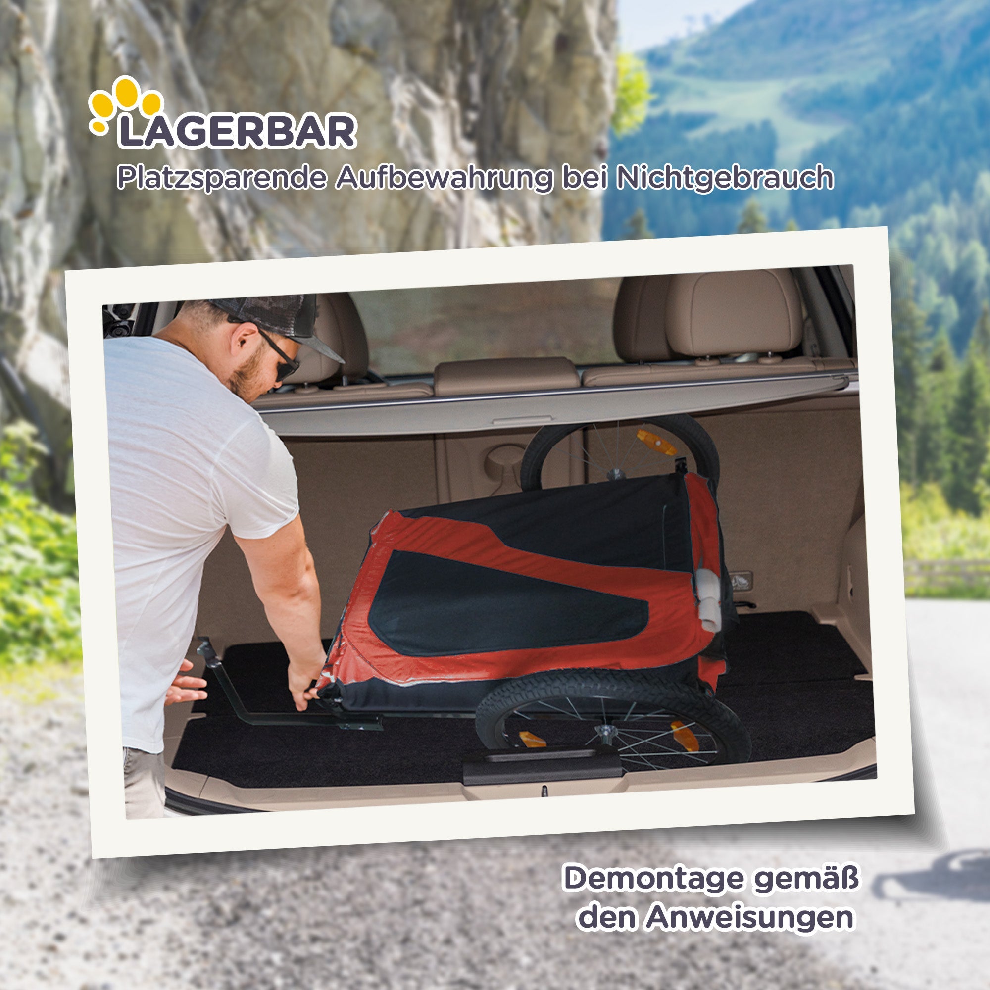 Logidon 2-in-1 hondenkar en hondenbuggy rood voor grote honden tot 30 kg