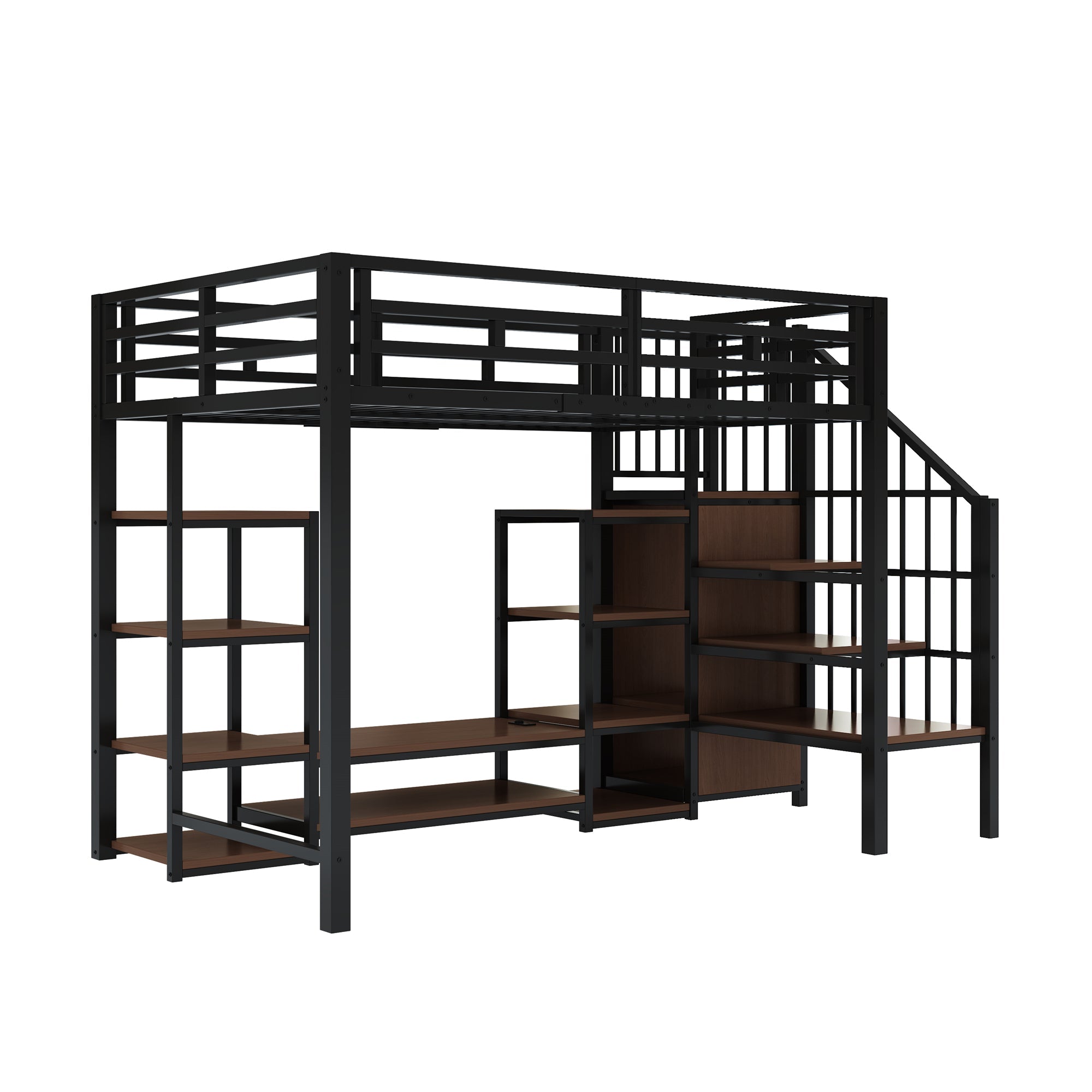 Logidon hoogslaper 90x200 met tv-meubel en stopcontact zwart
