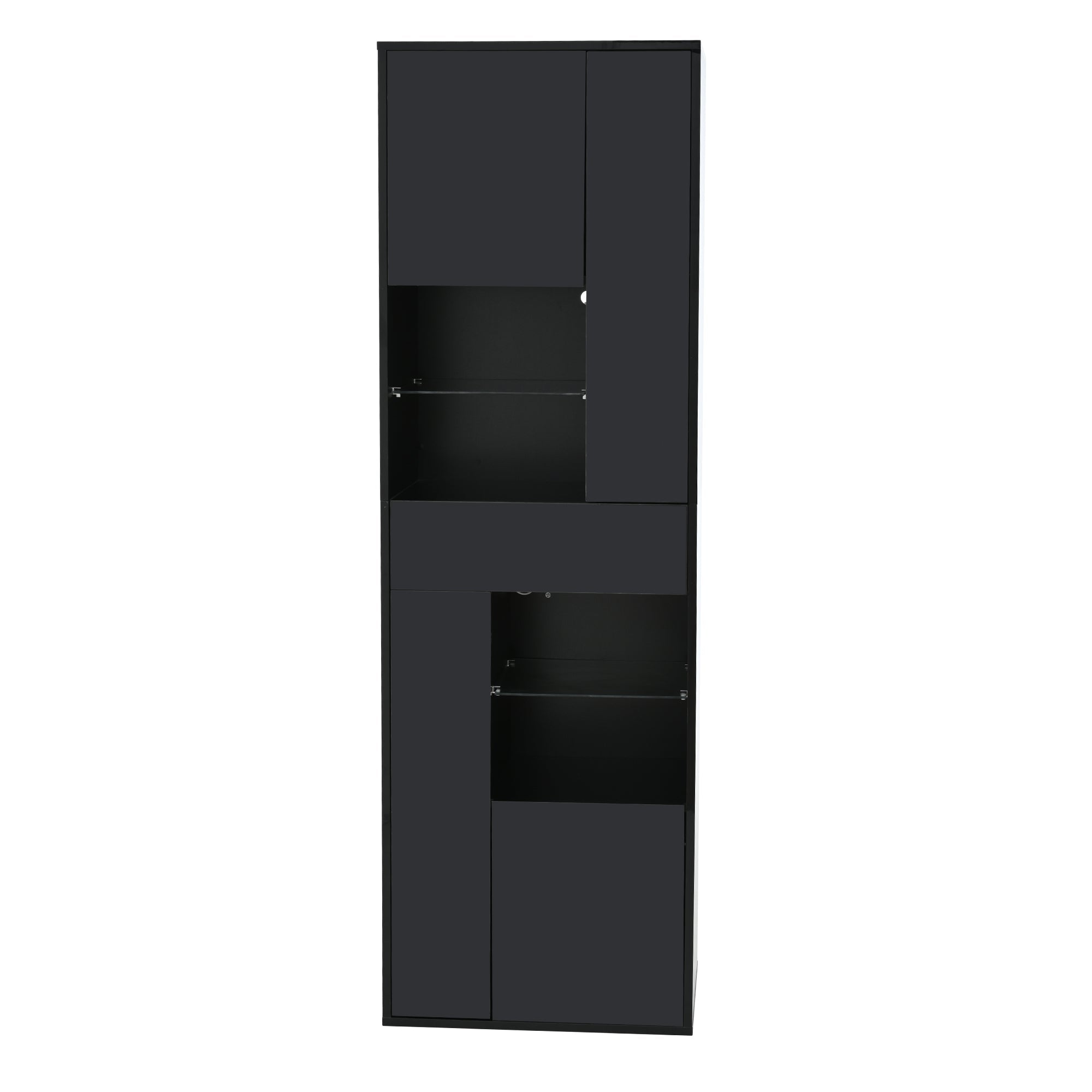 Logidon zwarte hoogglans glazen vitrine 55 x 38 x 170 cm LED-verlichting