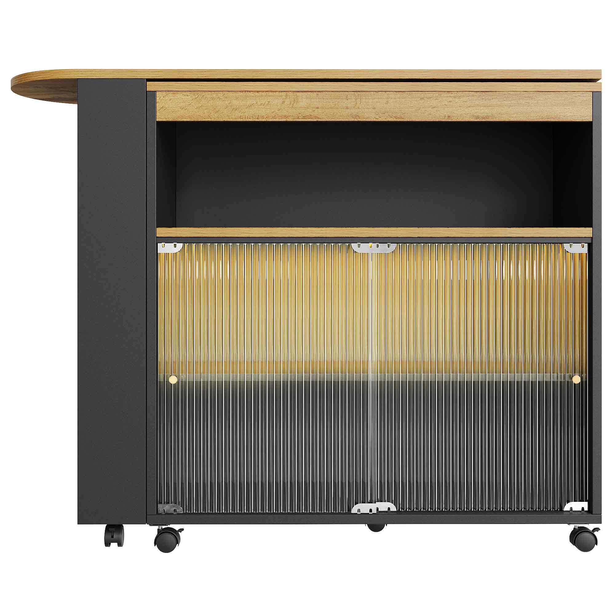 Logidon Uitschuifbare bartafel met opbergruimte en LED 138 tot 204 cm