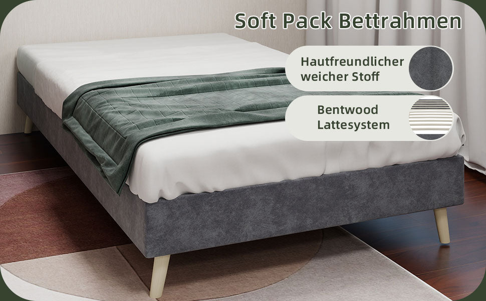 Logidon gewatteerd bedframe 90x200 cm grijze fluwelen stof