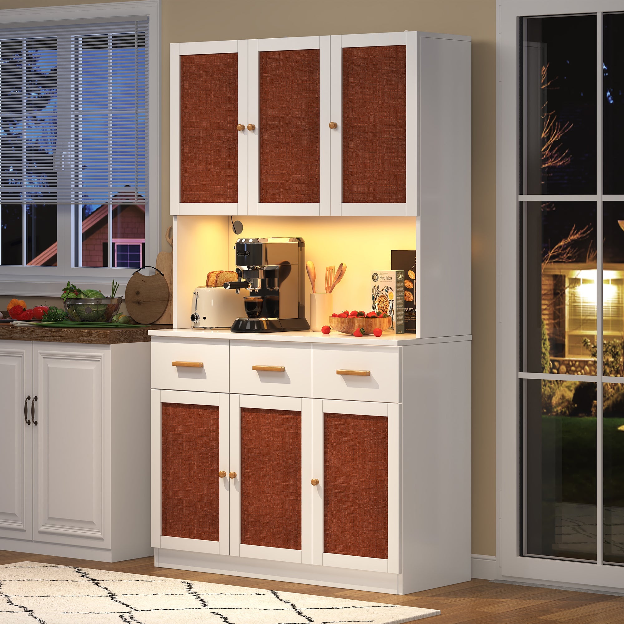 Logidon keukenbuffetkast 182 cm wit LED-verlichting stopcontact