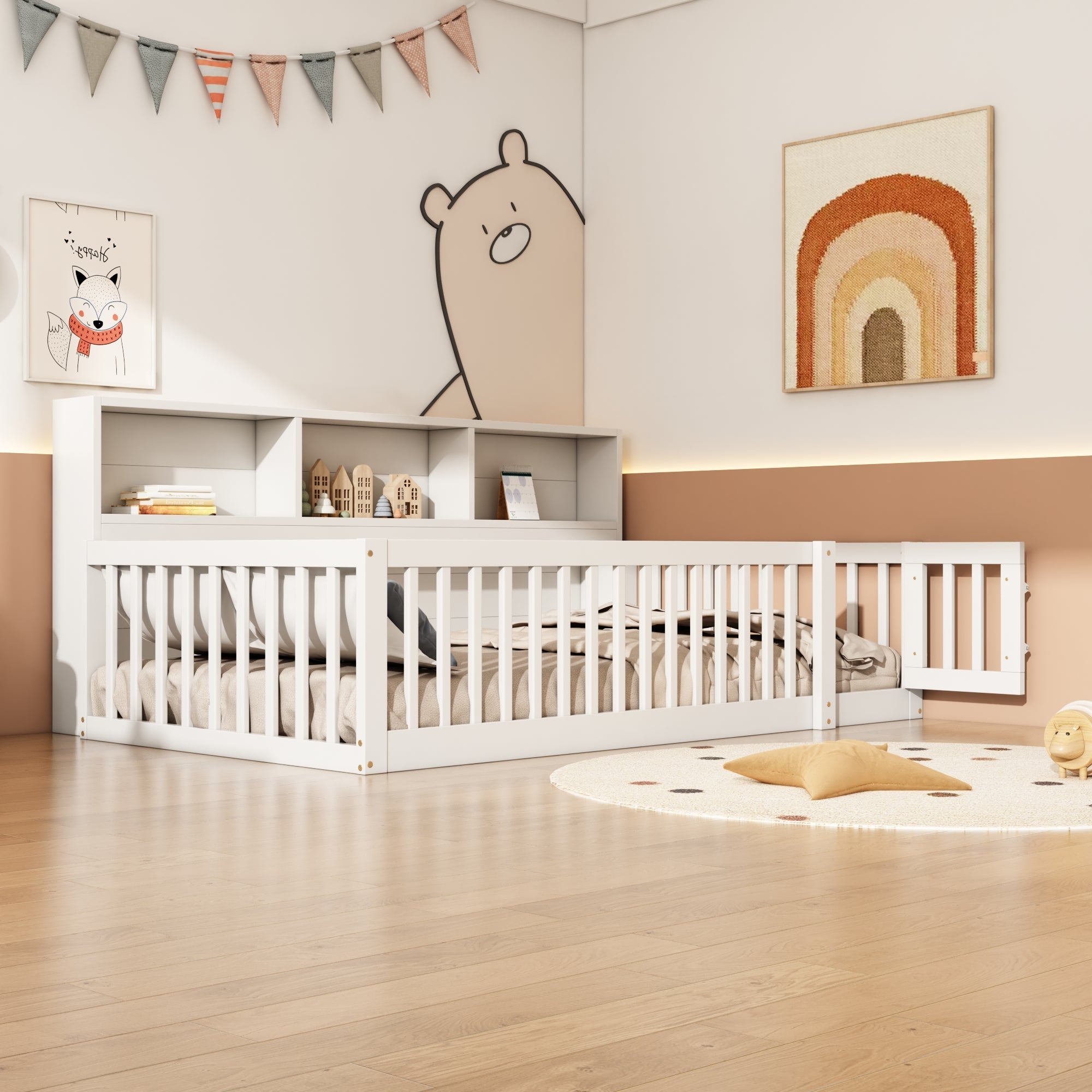 Logidon Daybed 90x200cm witte slaapbank met opbergvak
