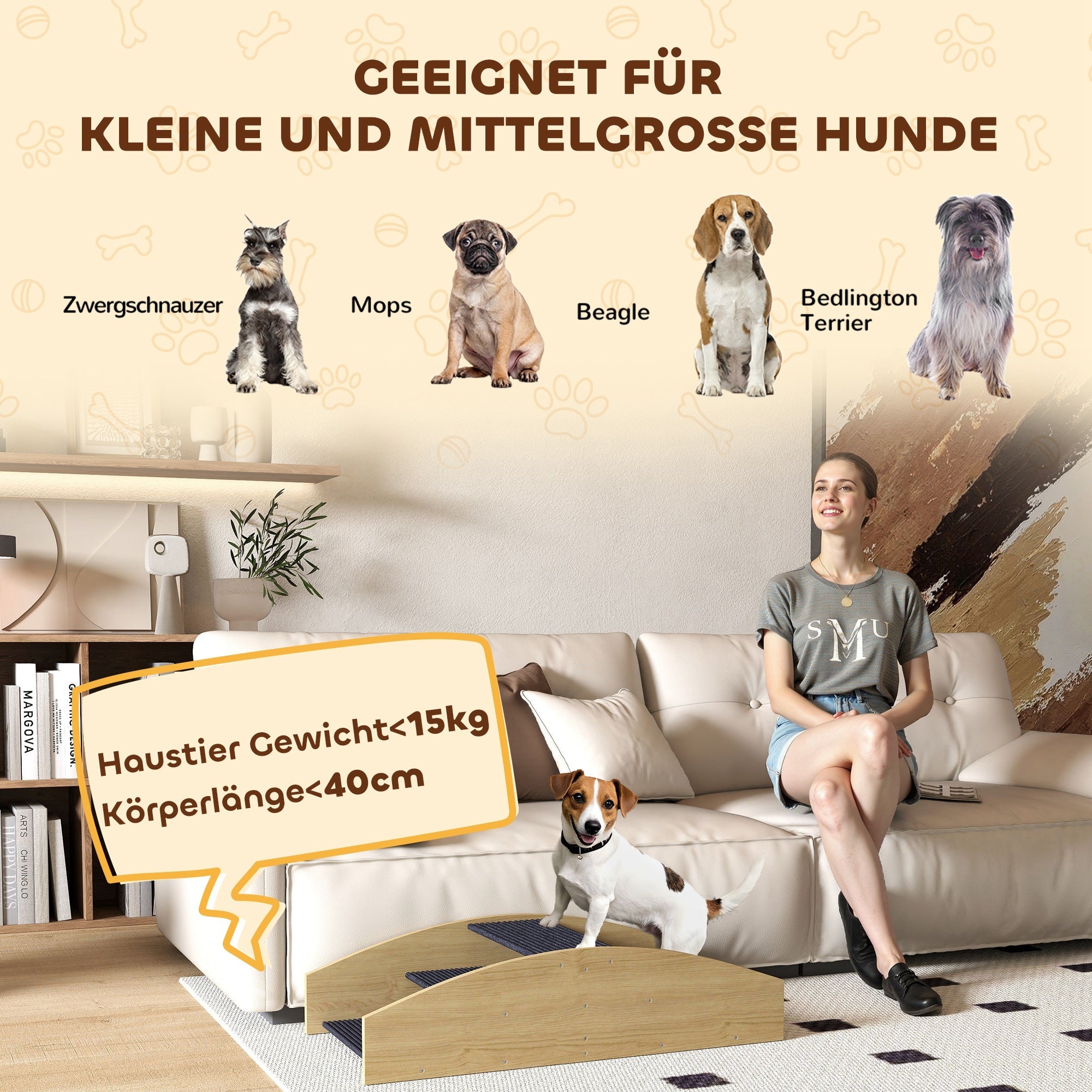 Logidon Dog Rocker 2 in 1 natuurlijk hout evenwichtshelling voor honden 80 x 39,5 x 20 cm