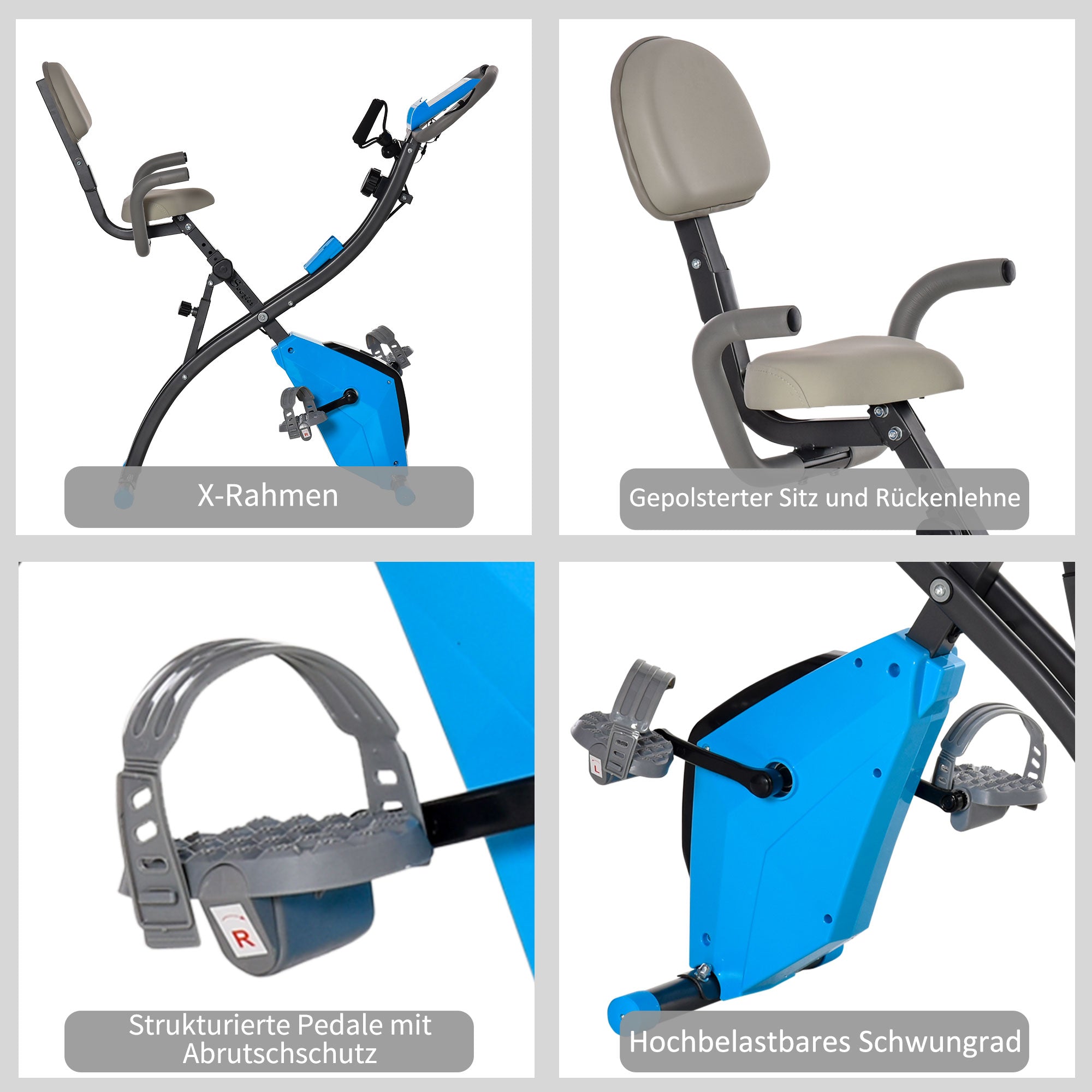Logidon X-Bike 2-in-1 hometrainer blauw LCD-display Magnetische weerstand met 8 niveaus