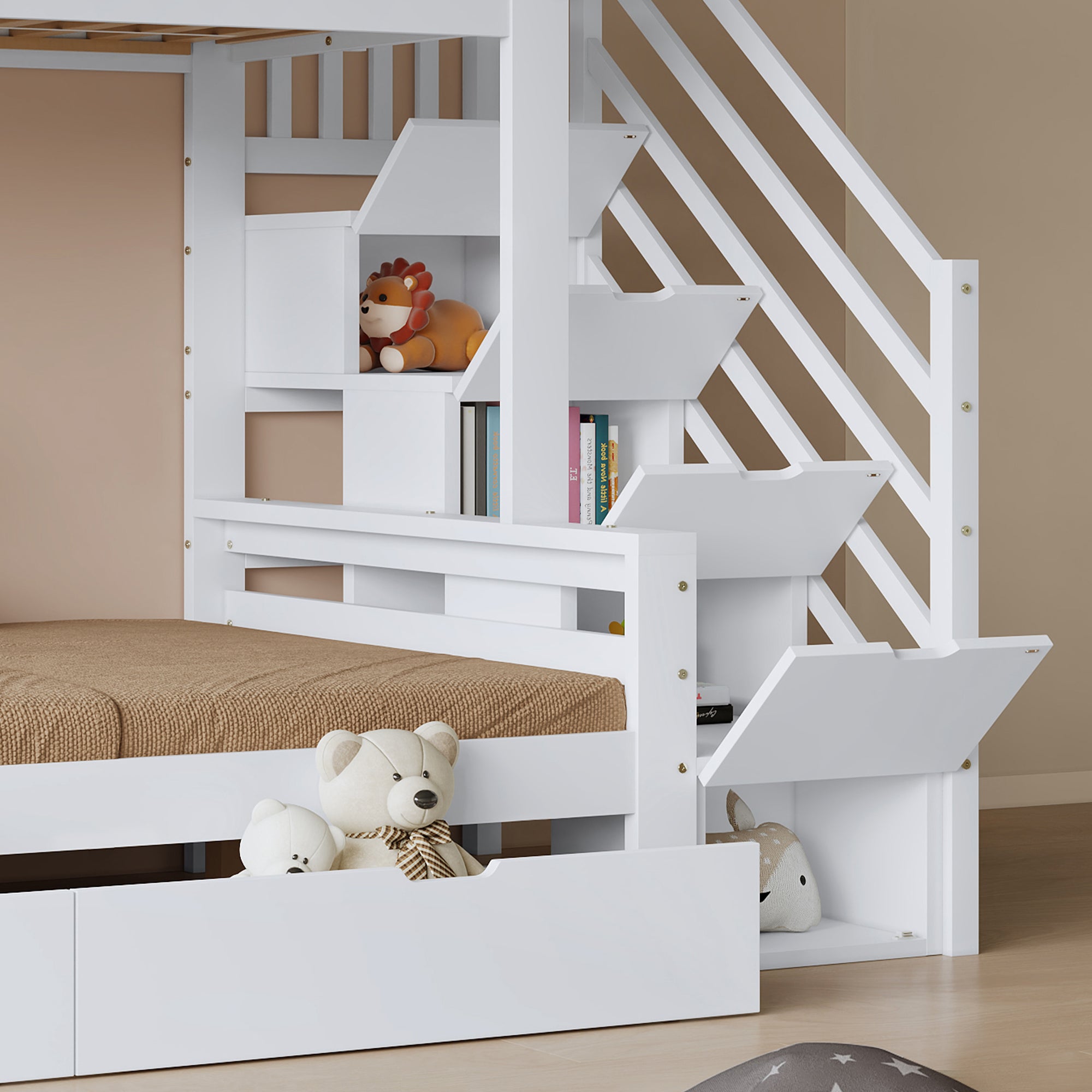 Logidon stapelbed kinderbed wit naturel 90x200 120x200 twee lades