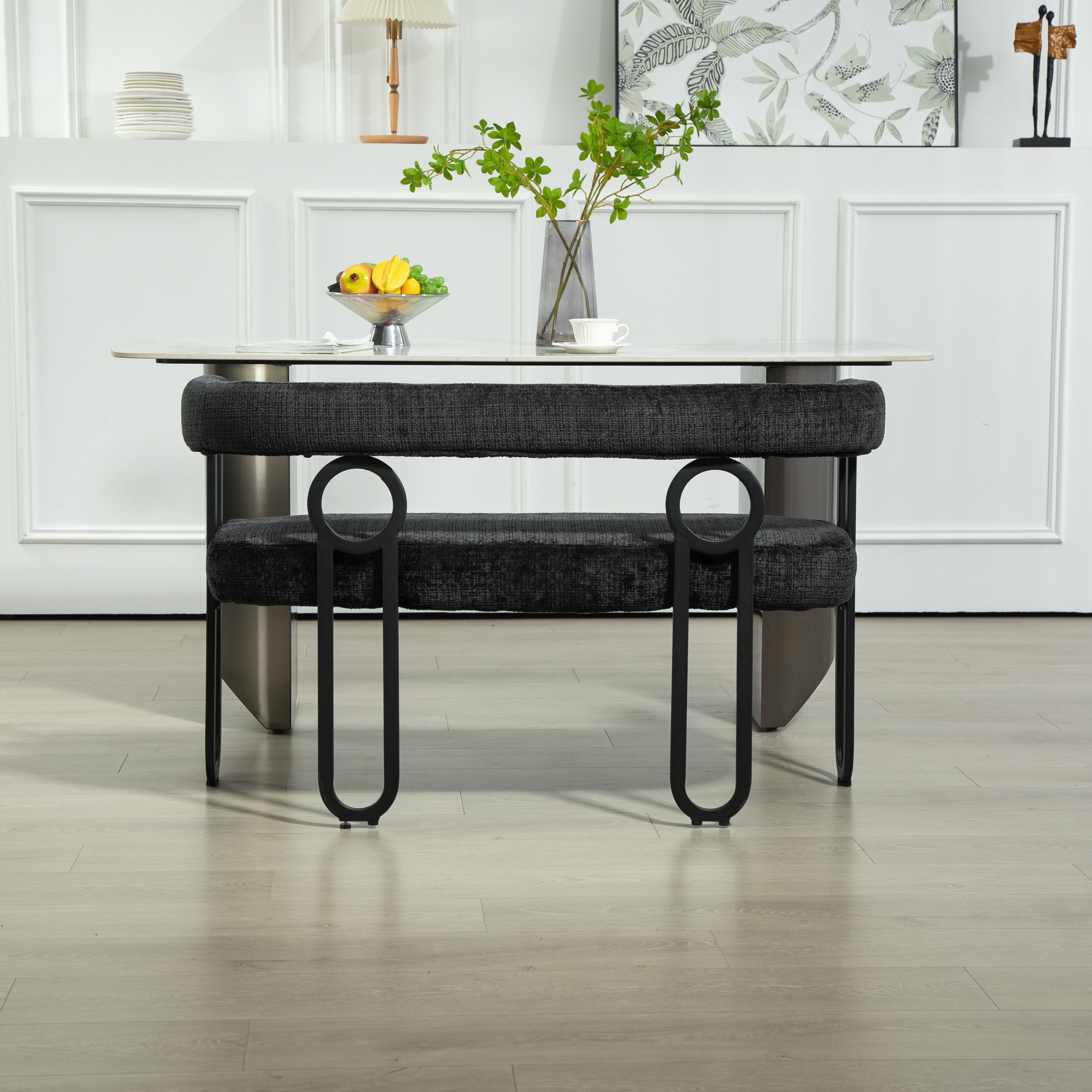 Logidon tweepersoonsslaapbank met ronde rug, zwart chenille