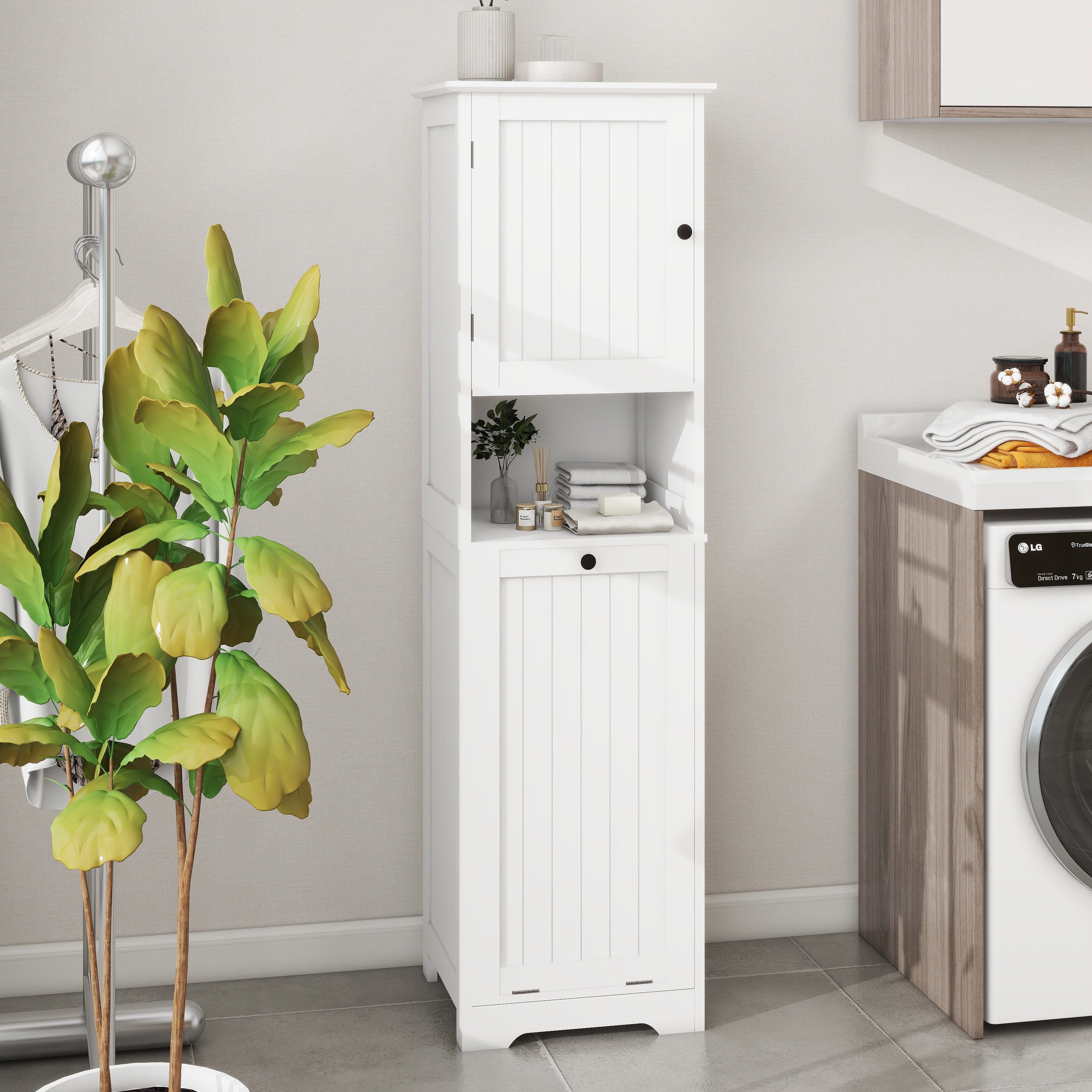 Logidon Witte wassorteerkast 140 cm kanteldeur met planken
