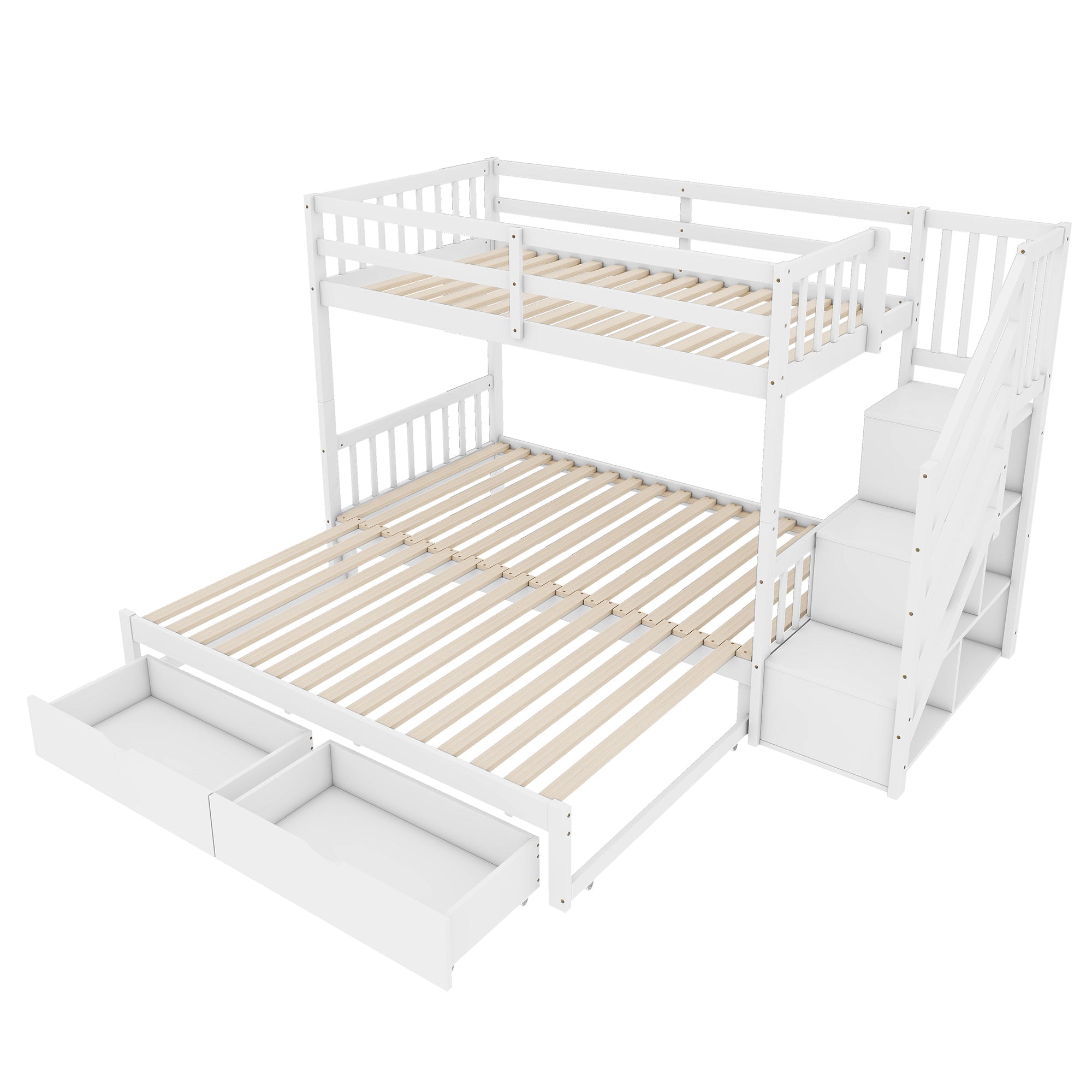 Logidon stapelbed 90x200 wit met uitschuifbaar bed 2 lades