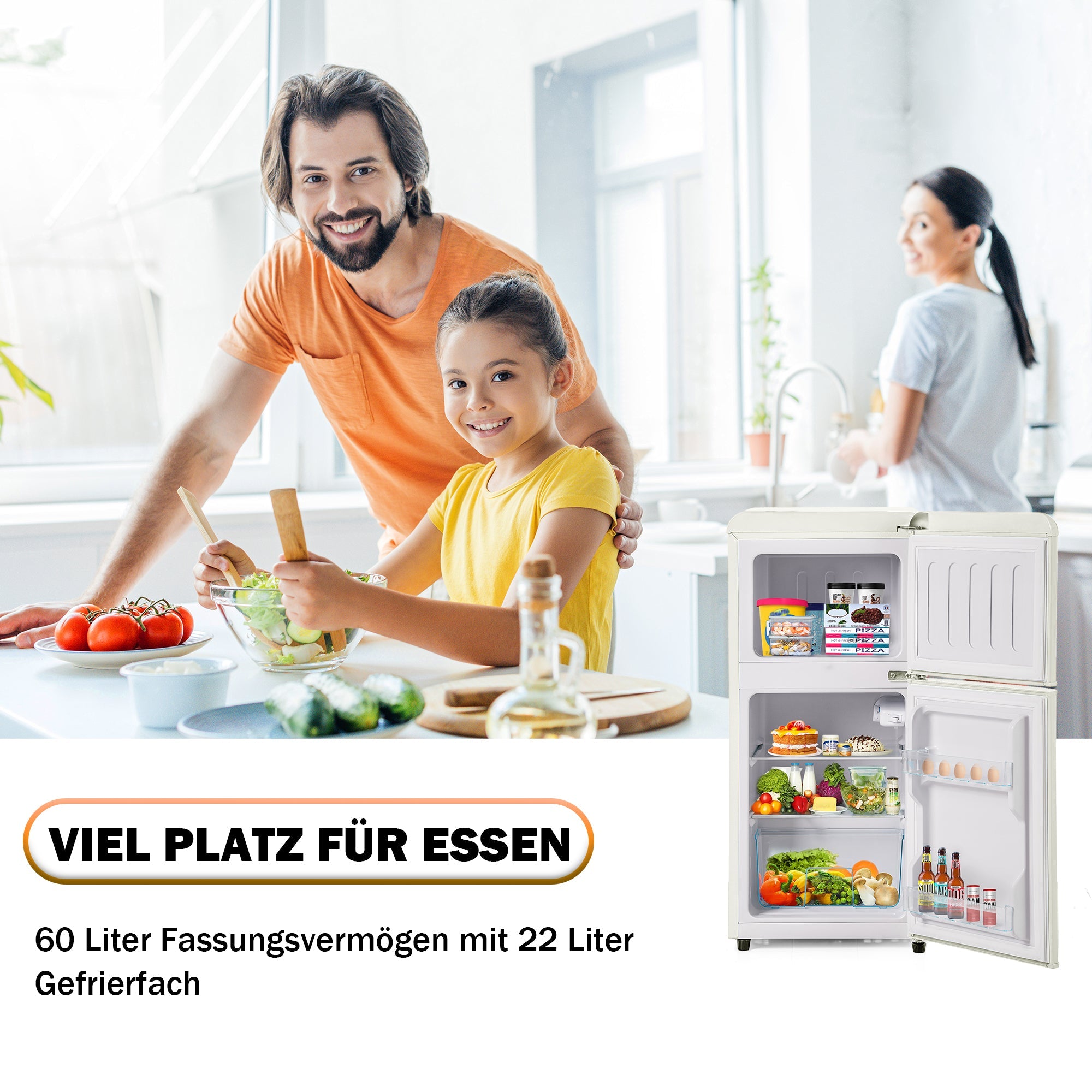 Logidon Retro Koel-vriescombinatie Tweedeurs Crème Wit